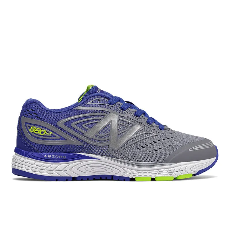 880v7 - Steel with Pacific Blue and Lime - Kids Shoes For Long Distance Running
