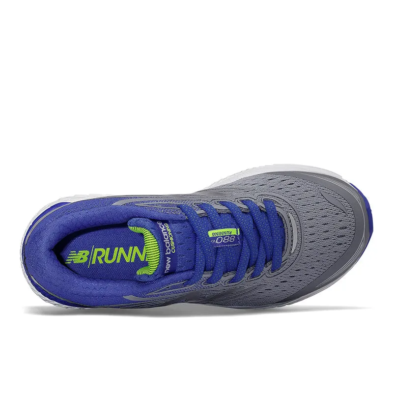 Oncloud Running Shoe 880v7 - Steel with Pacific Blue and Lime - Kids