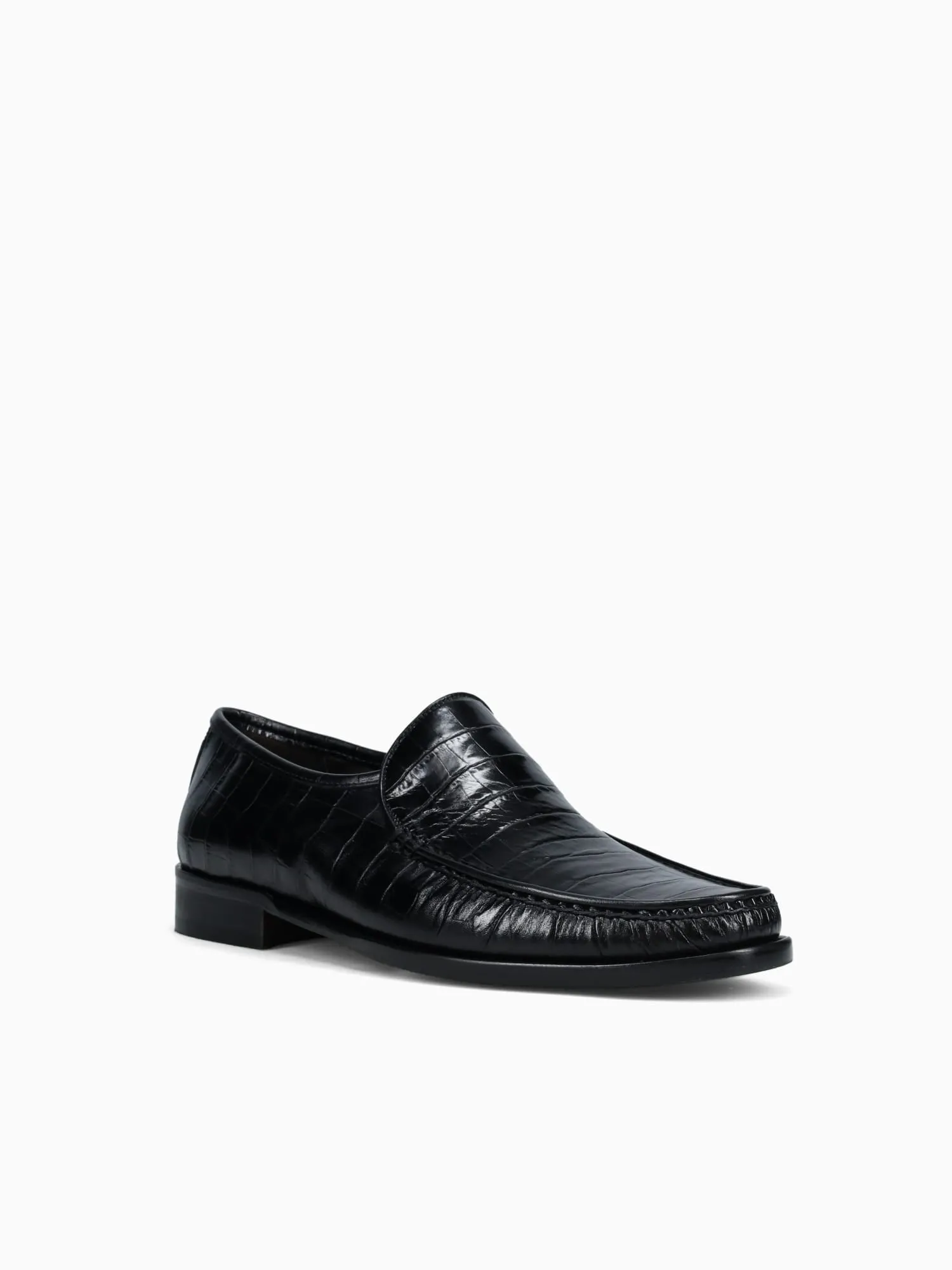 No Show Socks For Loafers 9045 Black Vitello Croco