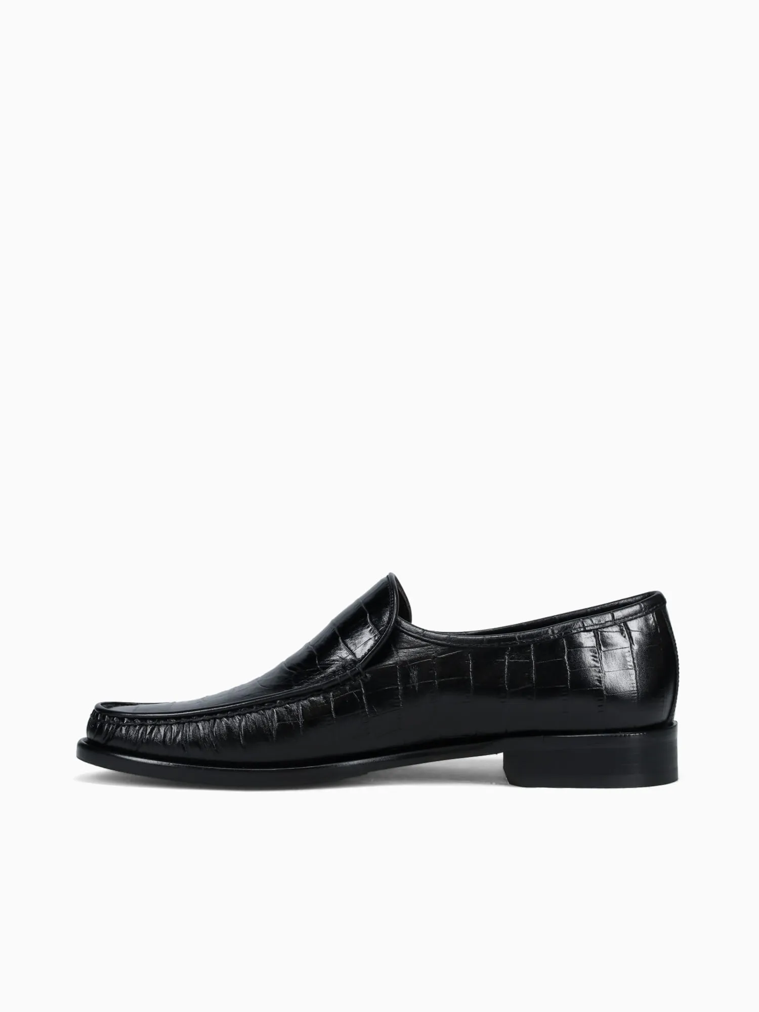 Loafers Skirt 9045 Black Vitello Croco