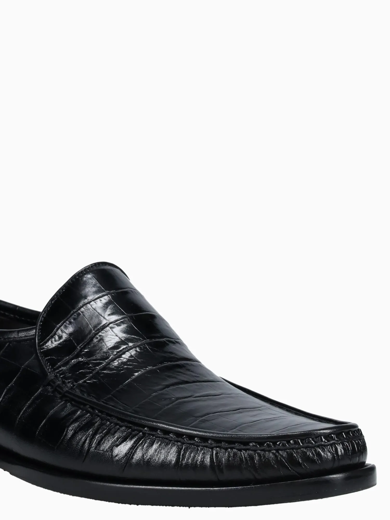 9045 Black Vitello Croco Loafers Sylke