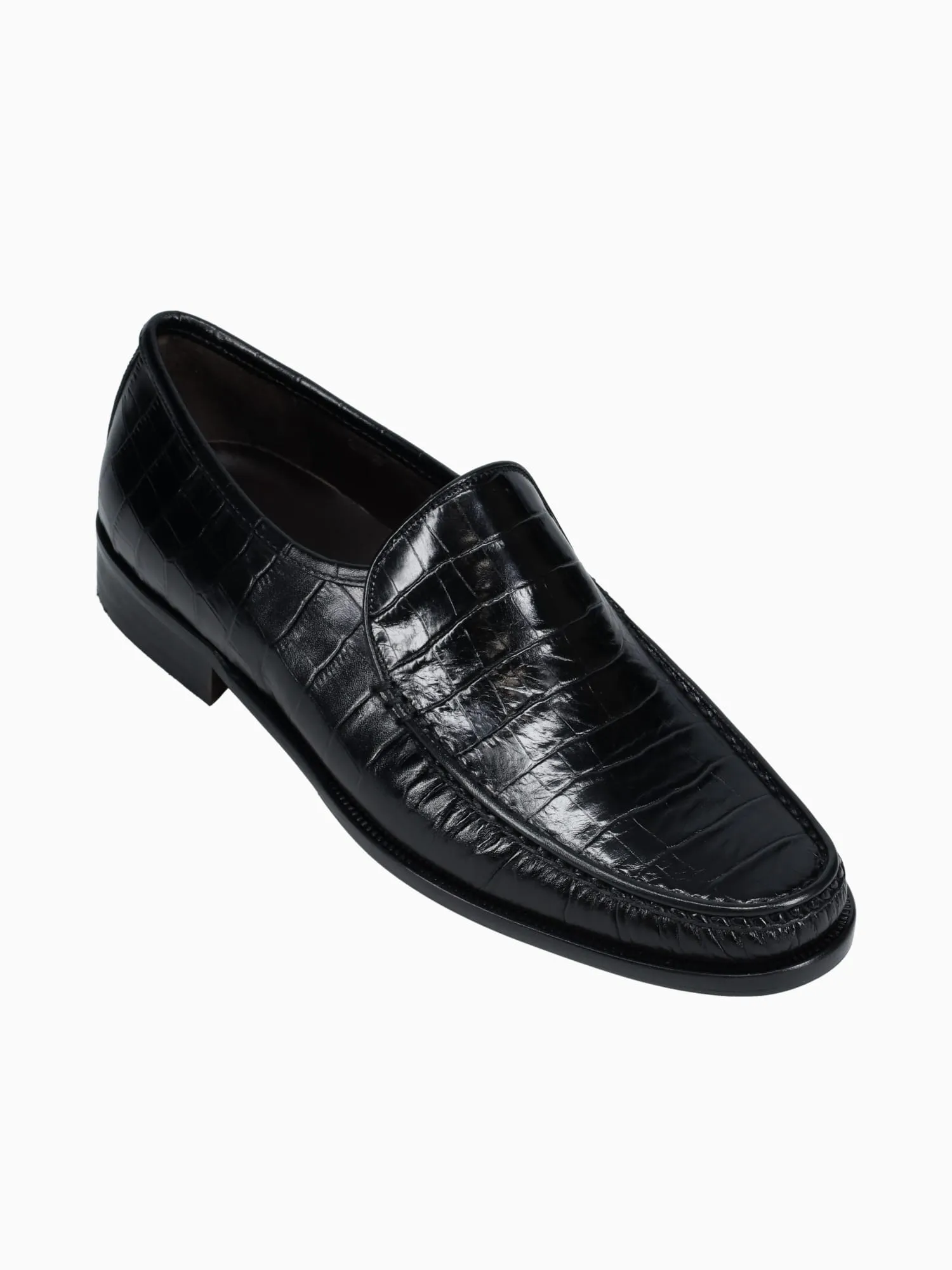 Flat Loafers 9045 Black Vitello Croco