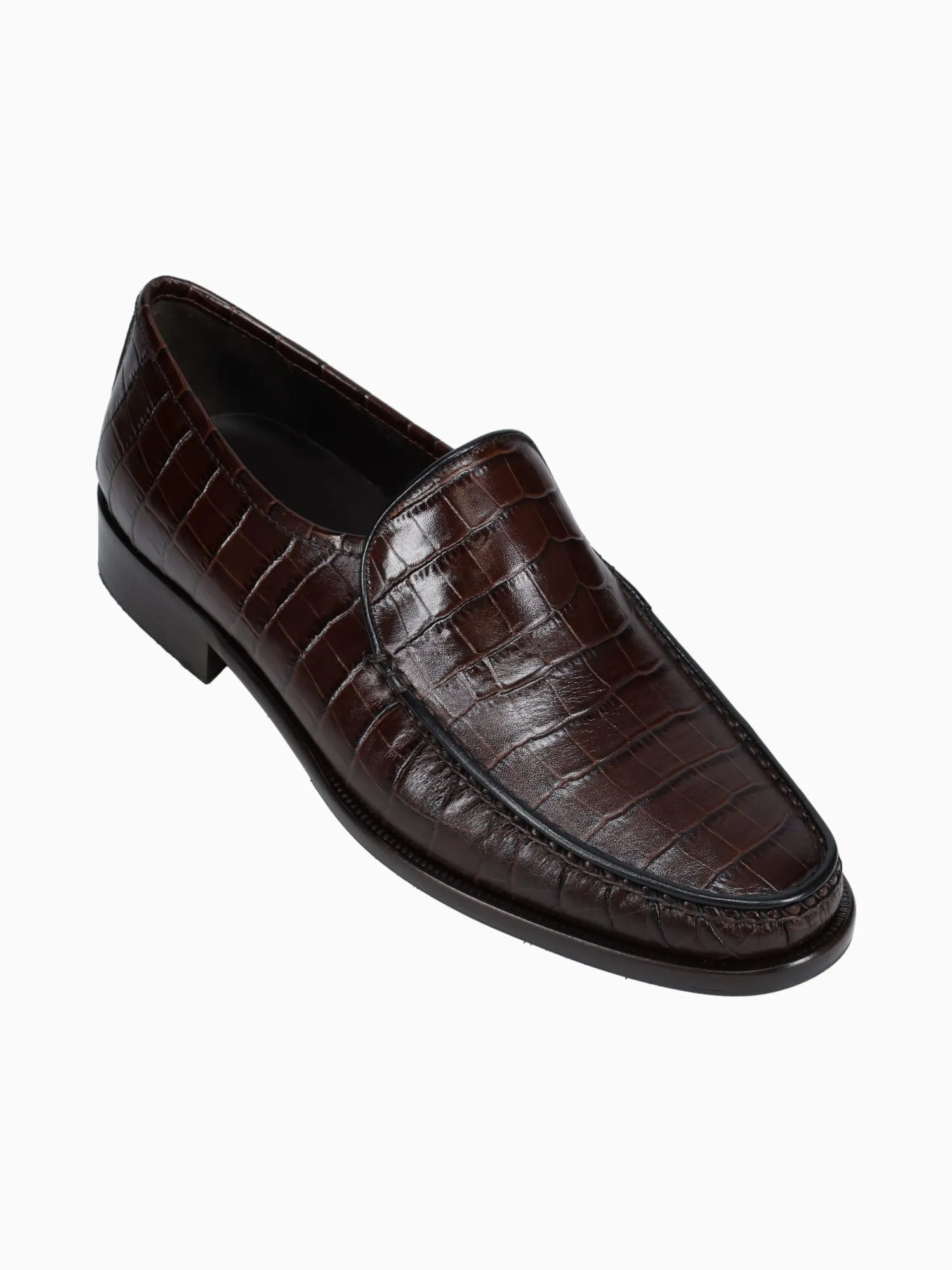 9045 T.moro Vitello Croco Belgian Loafers