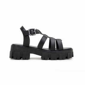 Sandals Target 'Jess' vegan leather sandal with lugged sole by Zette Shoes - black