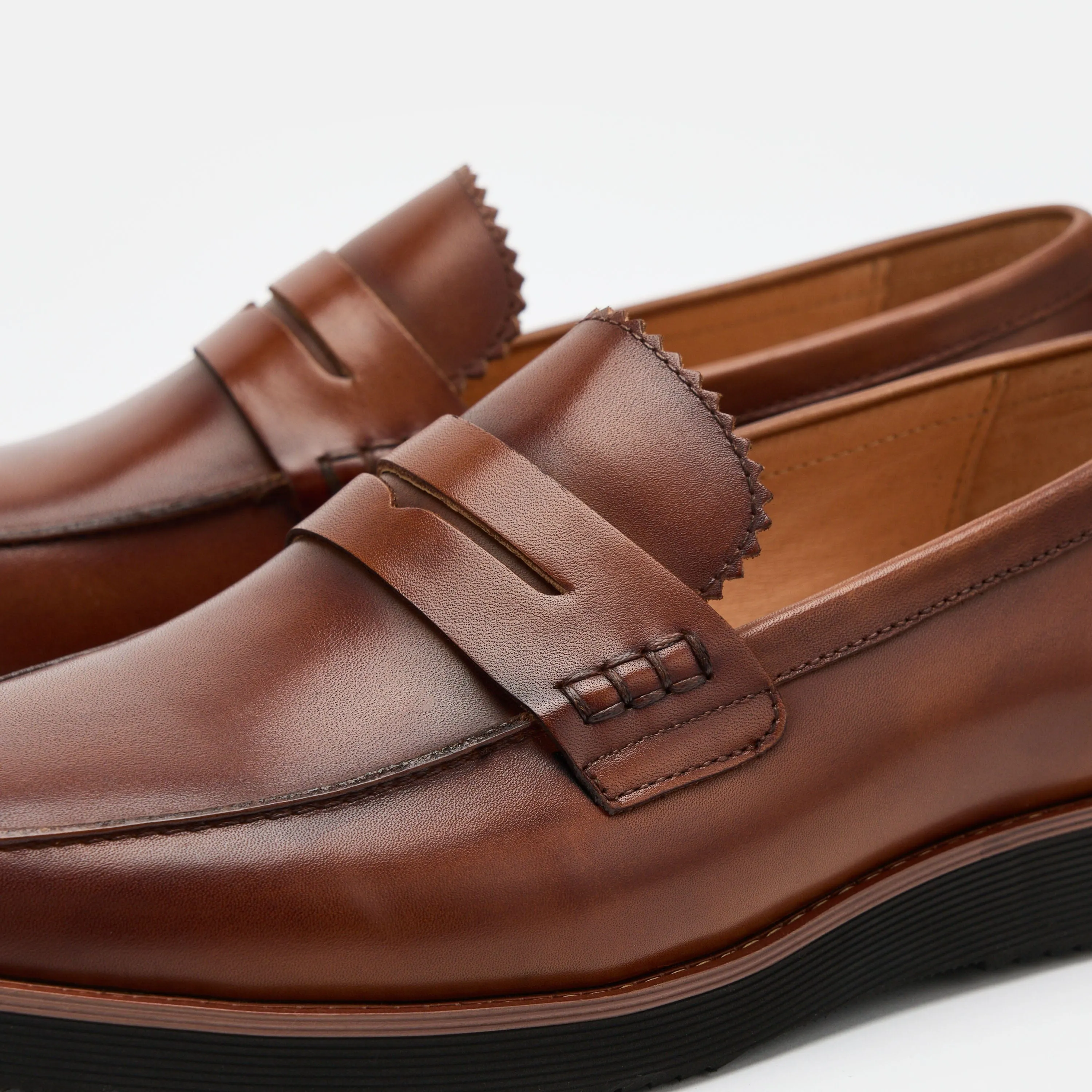 Zagreb Heeled Loafers Abe Mahogany Leather Penny Loafers
