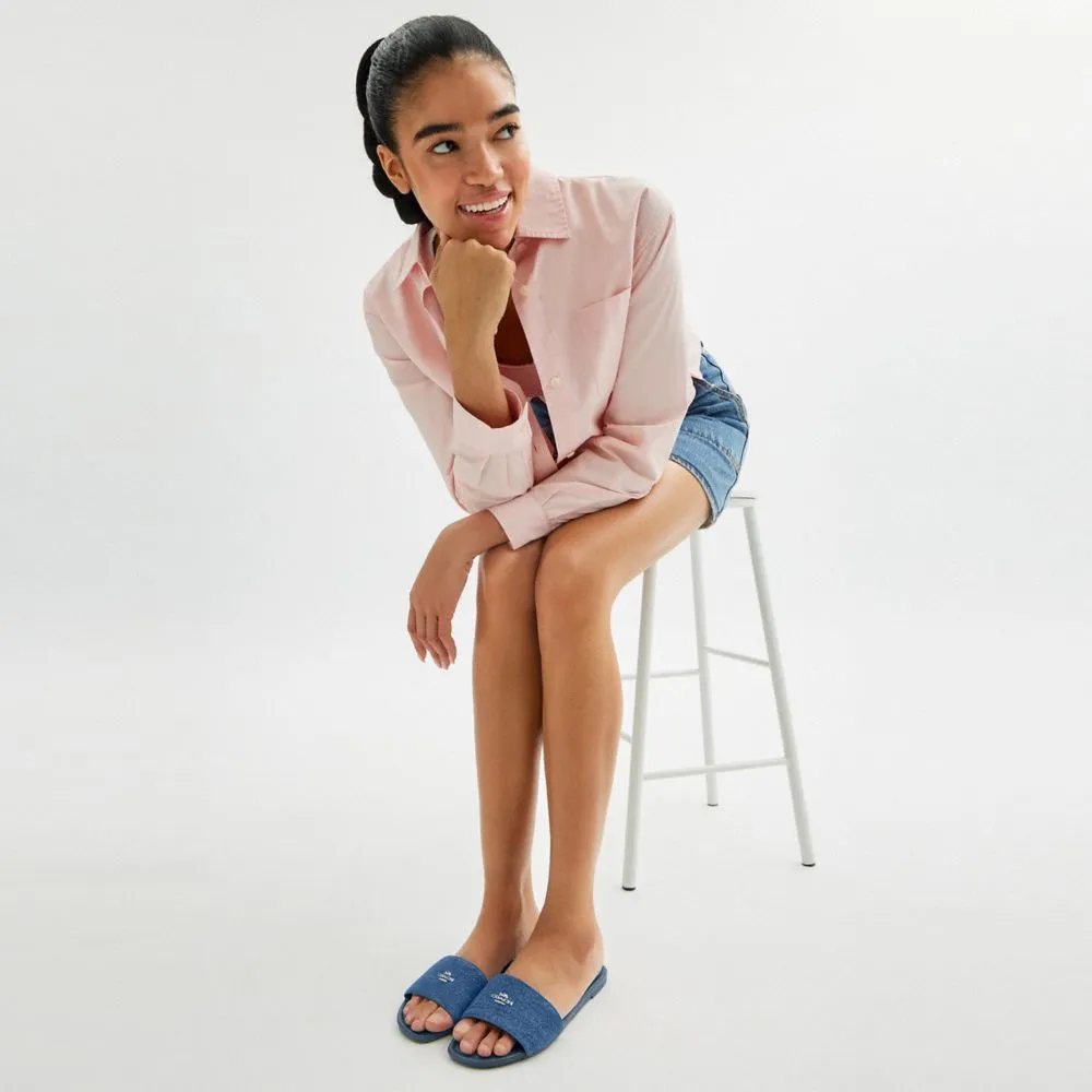 Sandals For Beach Water And Dinner Coach Slide Sandal Denim