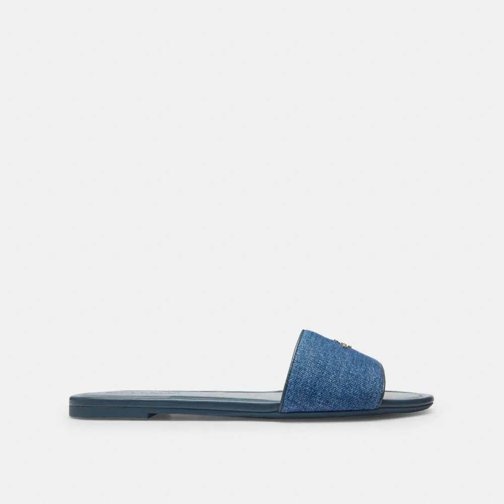 Platform Block Heel Sandals Coach Slide Sandal Denim