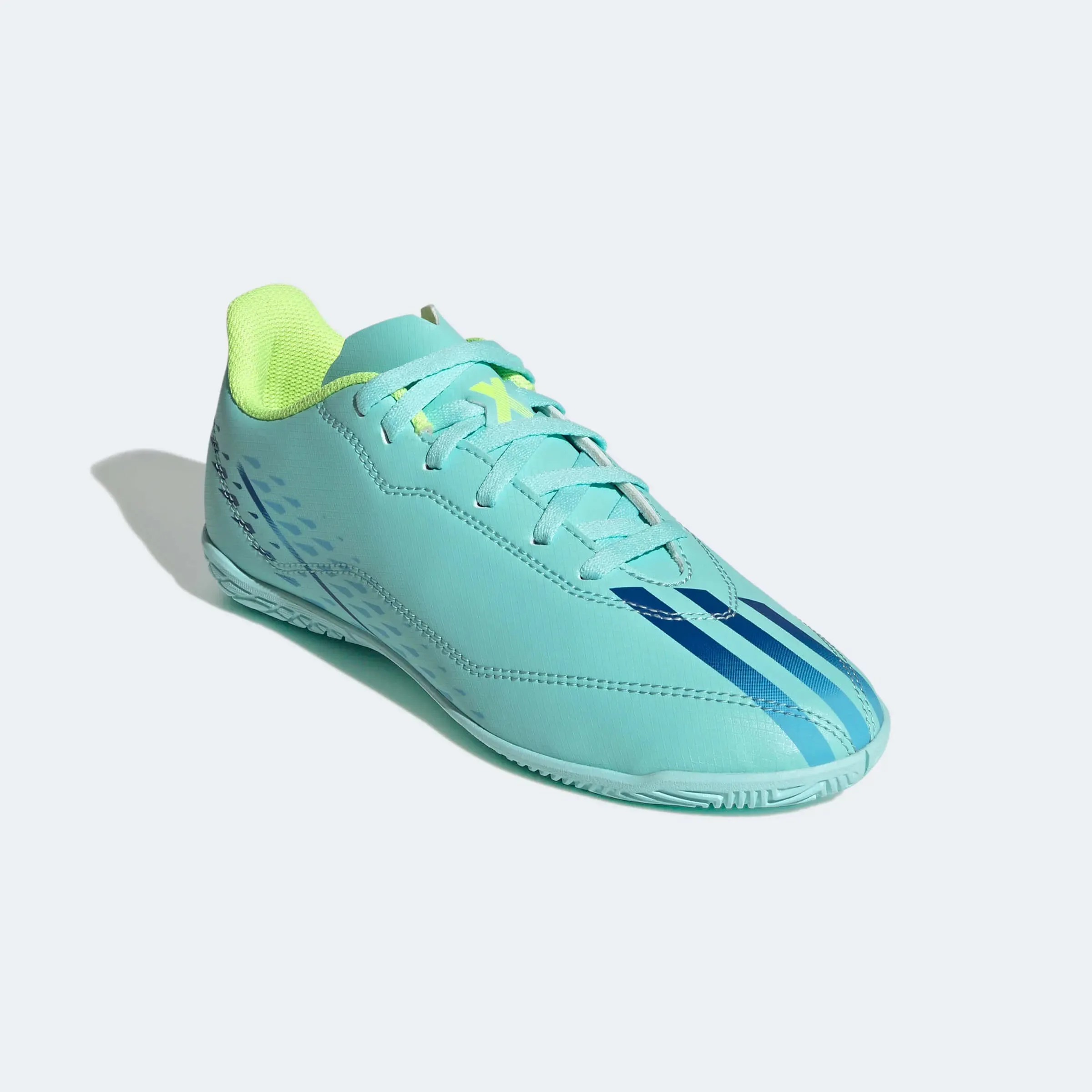 adidas Kids X Speedportal.4 Indoor J - Aqua-Blue-Yellow Support Walking Shoes