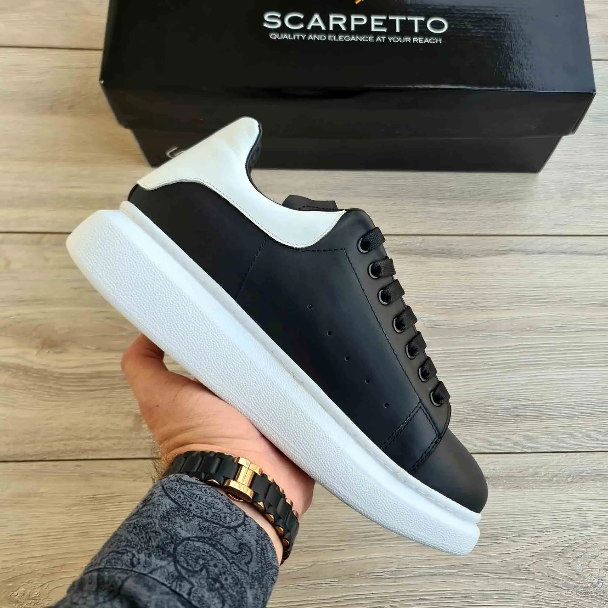 Lift Black/White Soft Genuine Leather Sneakers | Platform High Sole Ugh Sneakers