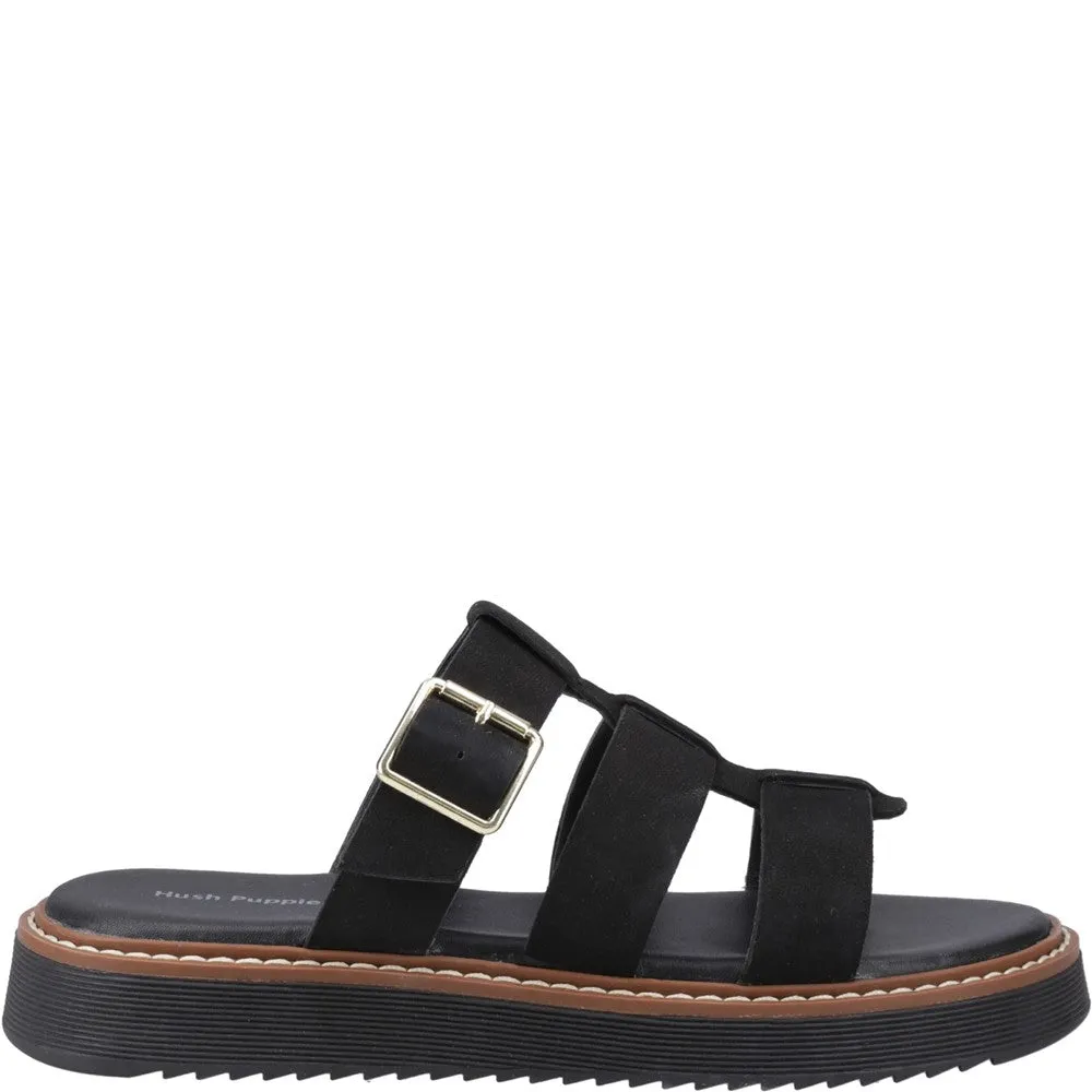 Black Celeste Slide Sandals Flat Goth Shoes