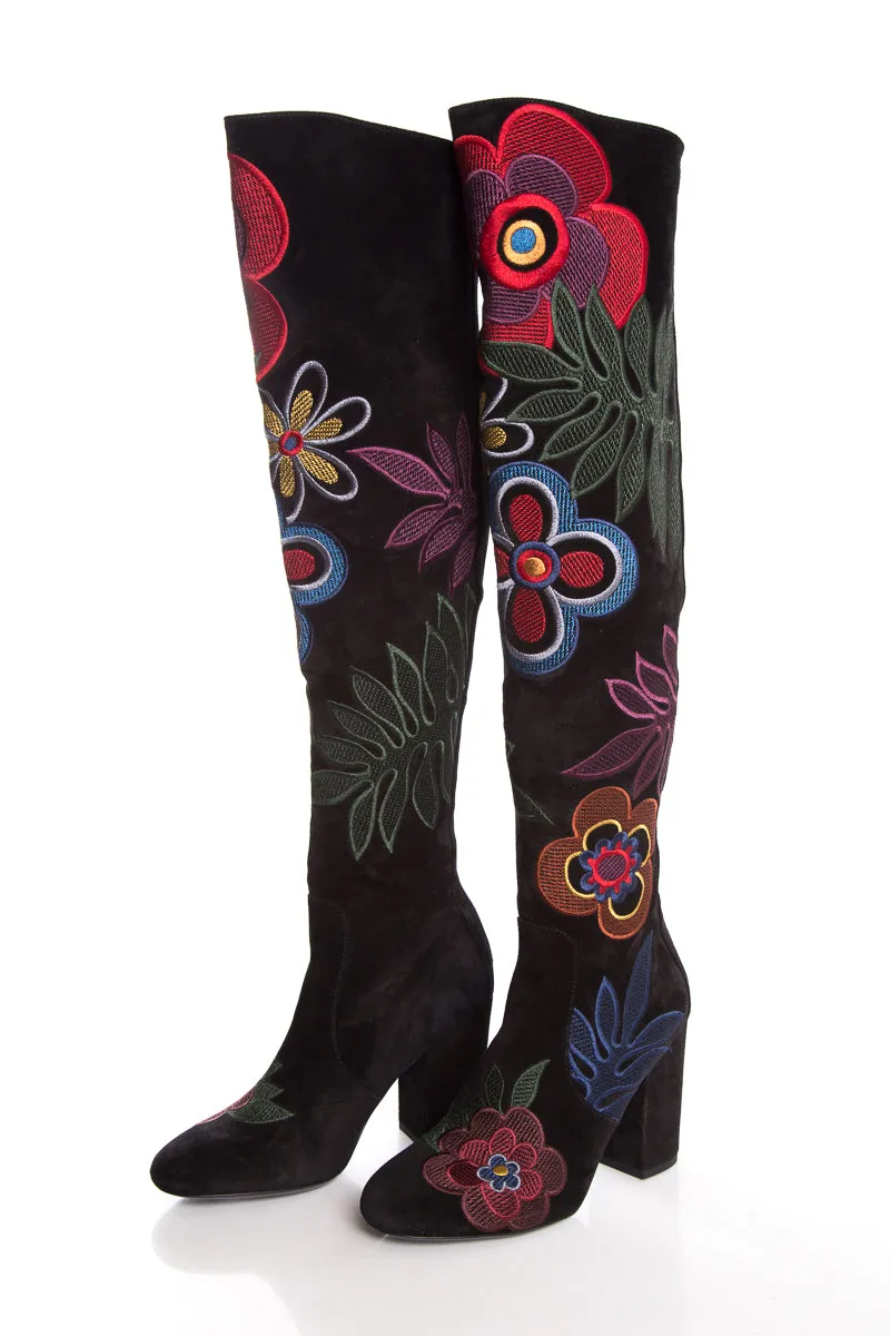 Muck Rain Boots Valentino Black & Multi Floral Boots SZ 37.5