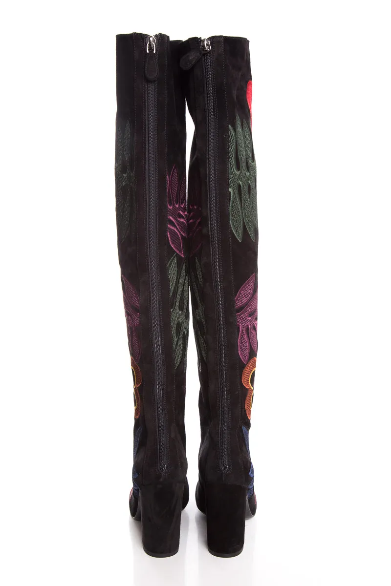 Comfortable Rain Boots Valentino Black & Multi Floral Boots SZ 37.5