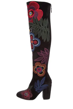 Wide Wide Width Boots Valentino Black & Multi Floral Boots SZ 37.5