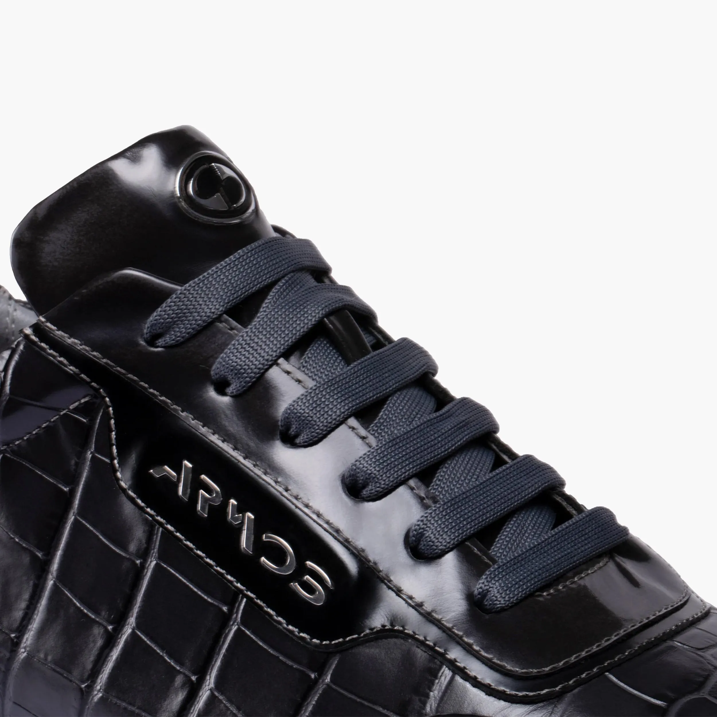 Gucci Platform Sneakers Men's Gray Croc-Print Leather Sneaker