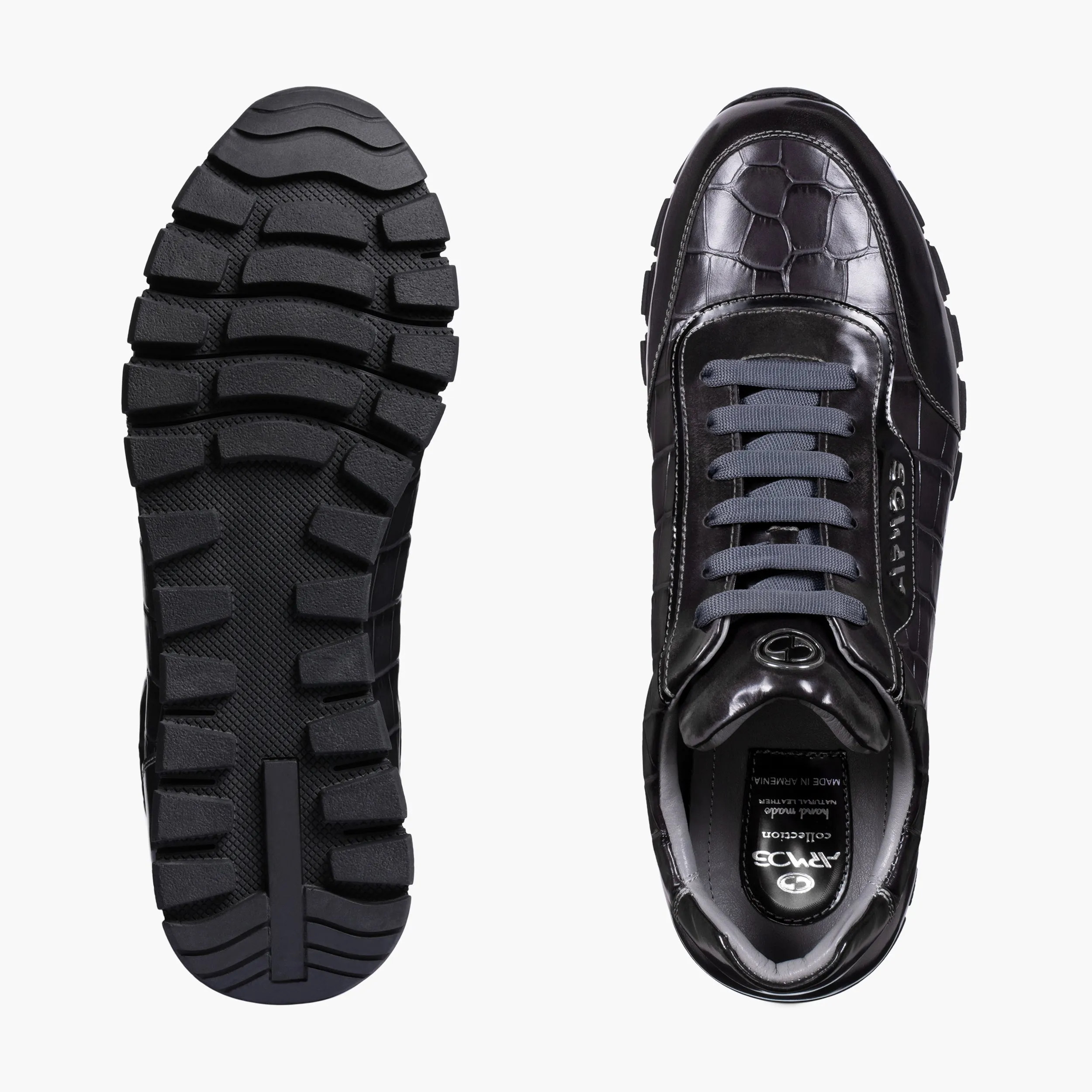 Men's Gray Croc-Print Leather Sneaker Sneakers To Wear With Skinny Jeans