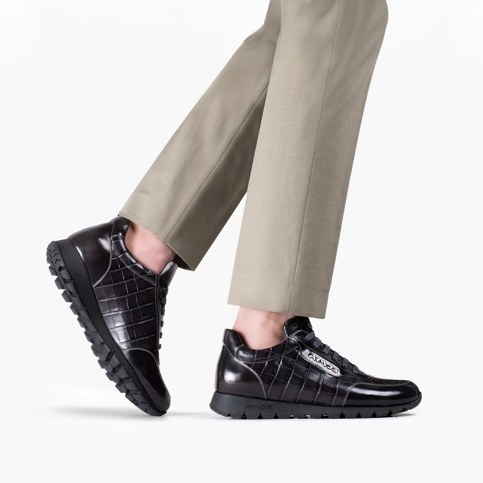 Tretorn Hopper Sneakers Men's Gray Croc-Print Leather Sneaker