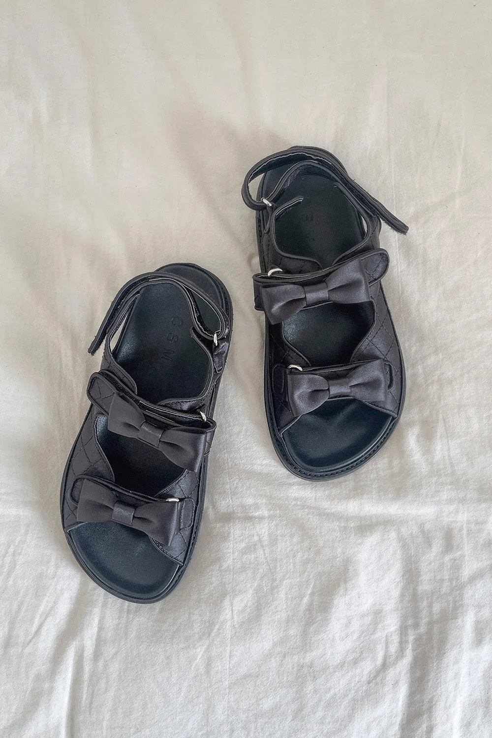 Quilted Sandals w/Bows Strappy Heels Sandals