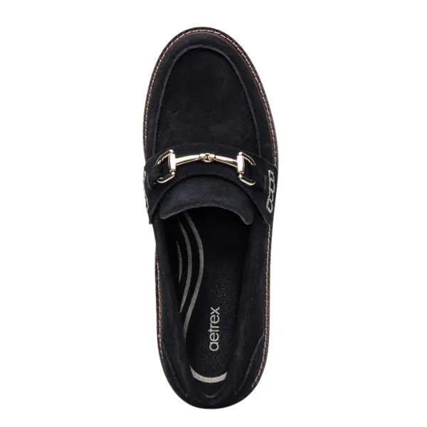 Miu Miu Lace Up Loafers Aetrex Women's Collette Suede Black