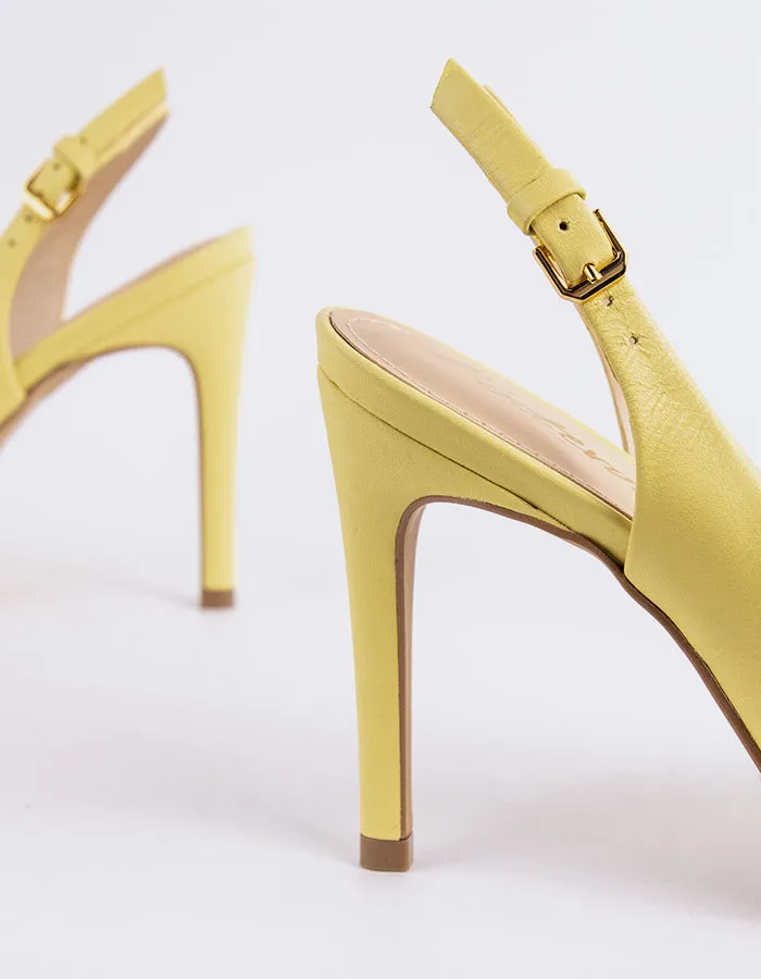 High Heel Shoes Turn Into Flats Morisha Yellow Leather