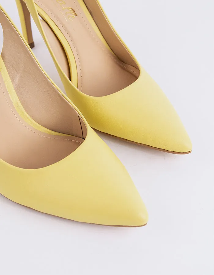 Morisha Yellow Leather High Heels Clogs