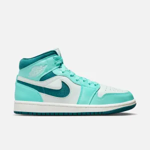 Nike Basketball Shoes Air Jordan Women's 1 Mid Teal Chenille