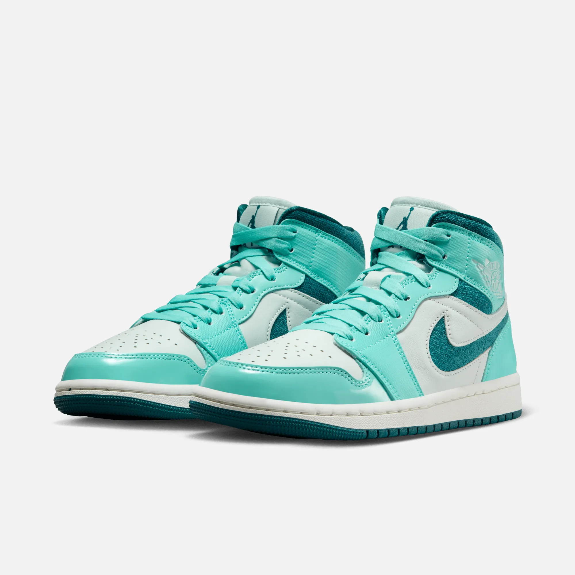 Air Jordan Women's 1 Mid Teal Chenille Detroit Lions Nike Shoes