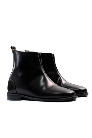 Work Boots Nearby Ajadi Boots in Black Leather with Side Zipper and Black Leather Soles