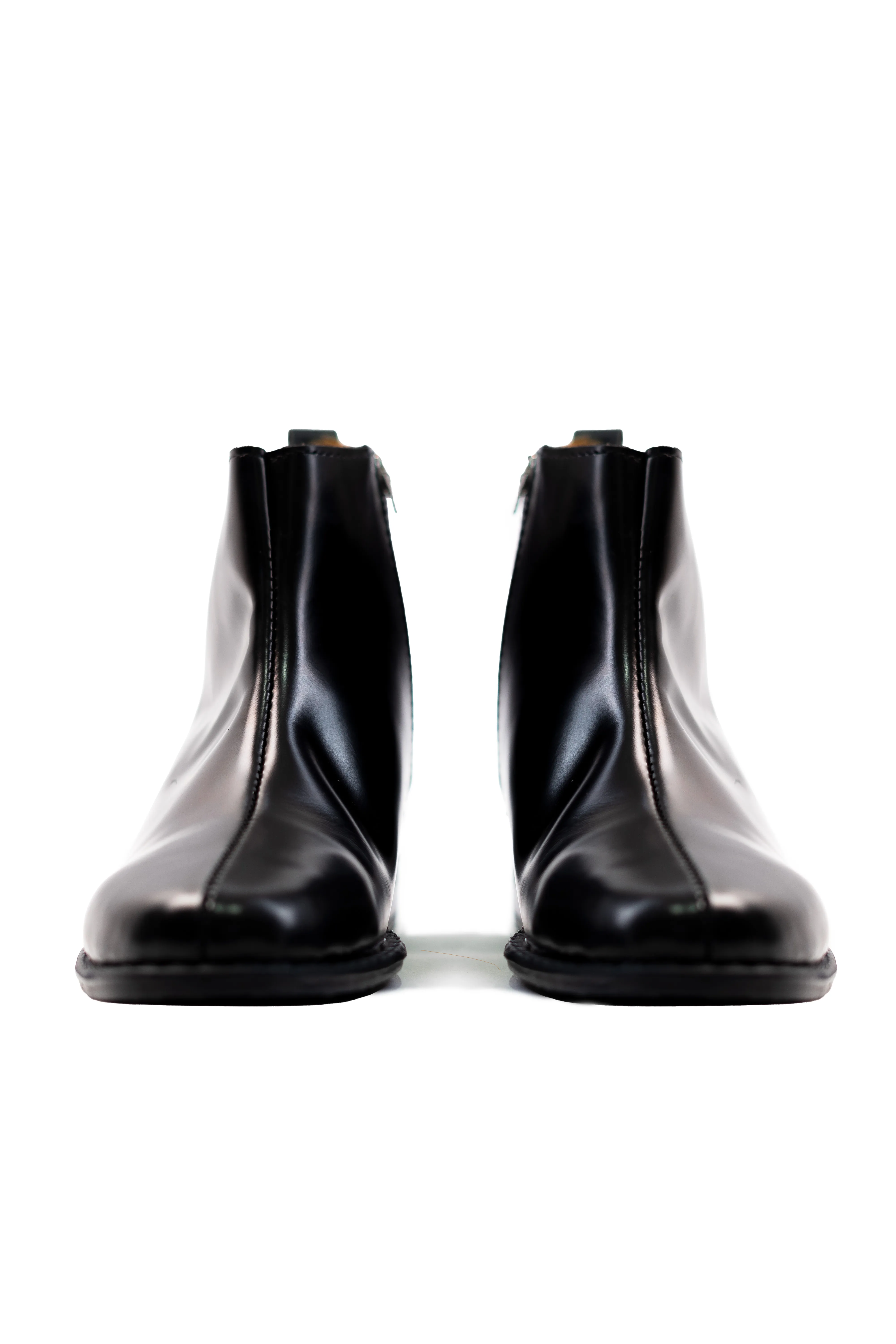 Ajadi Boots in Black Leather with Side Zipper and Black Leather Soles Waterproof Barefoot Boots