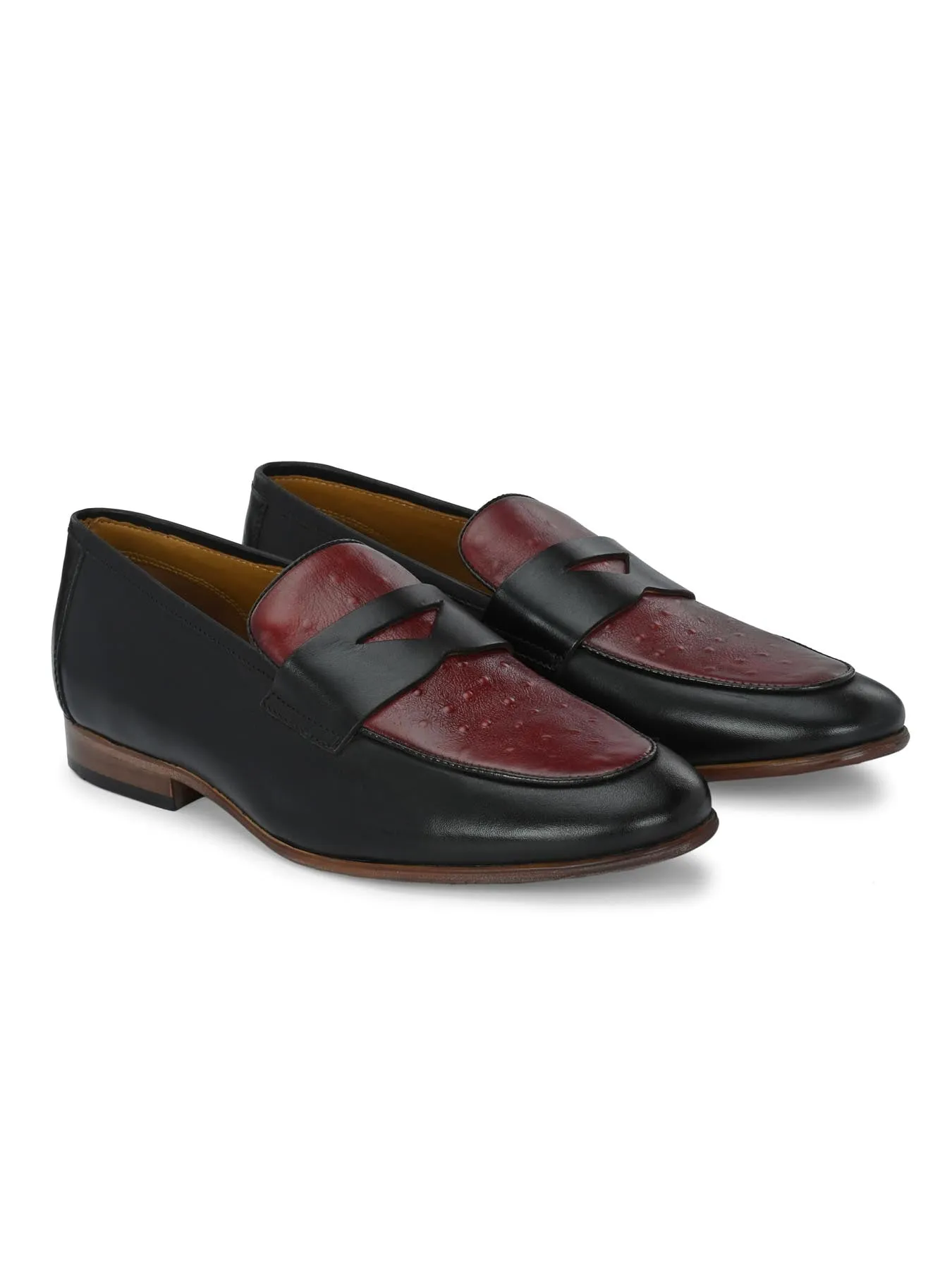 Alberto Torresi Genuine Leather Black Bordo Loafers For Men Gucci Loafers
