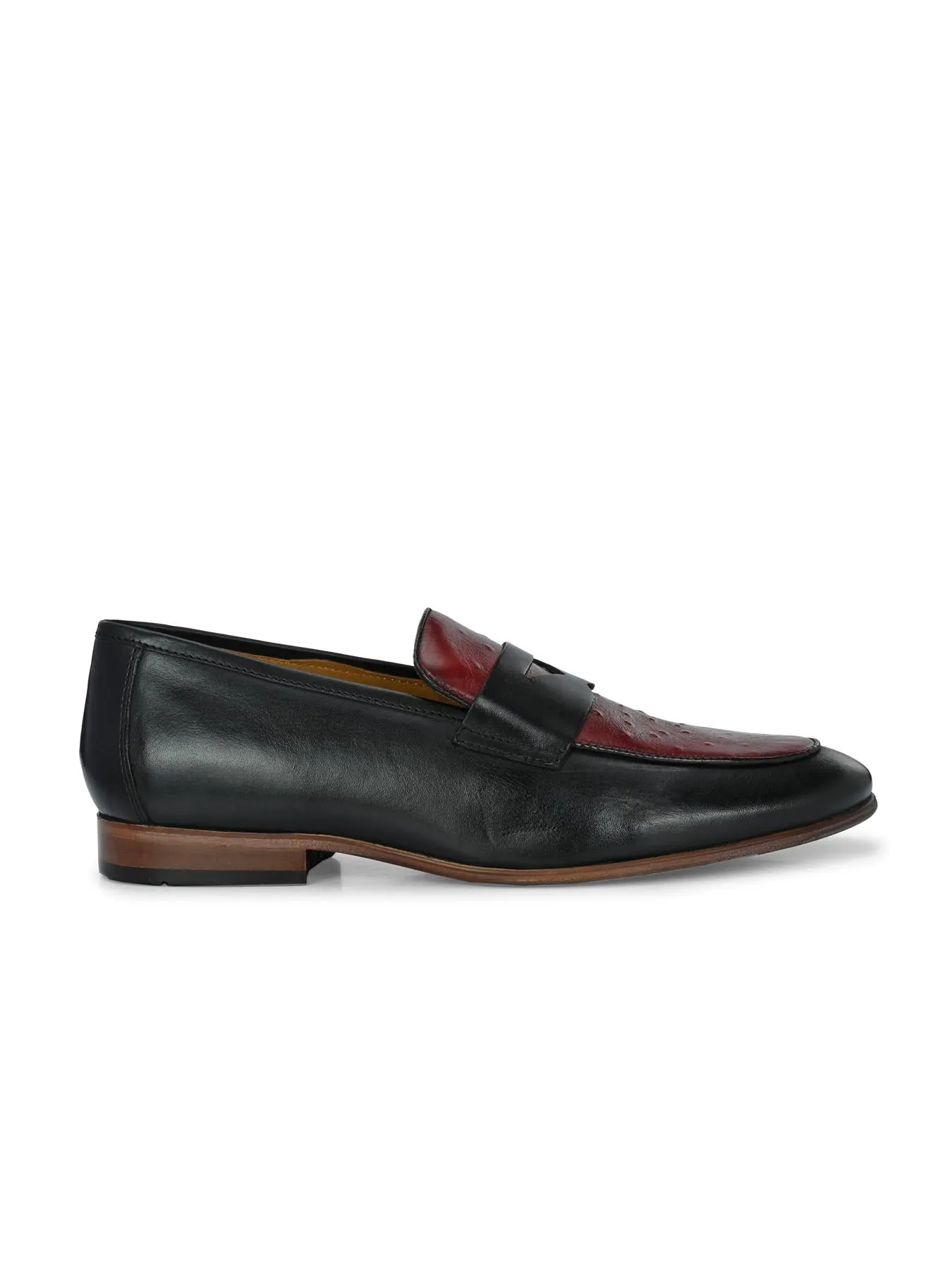Alberto Torresi Genuine Leather Black Bordo Loafers For Men Eurosoft Loafers
