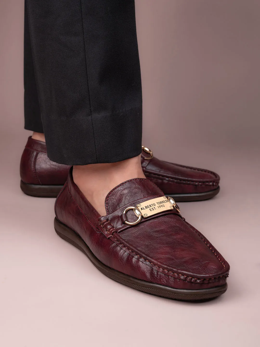 Loafers With Toe Separation Alberto Torresi Twisty Series 531 Full Flex Rubber Sole Slip In Bordo Casual Loafers
