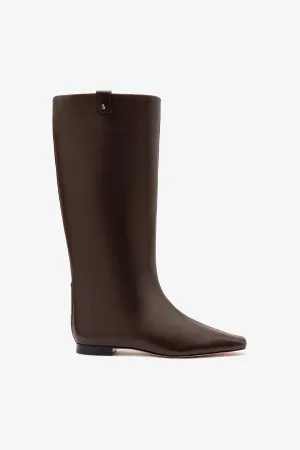 Alexis Flat Boot In Brown Leather Flat Shoe Box