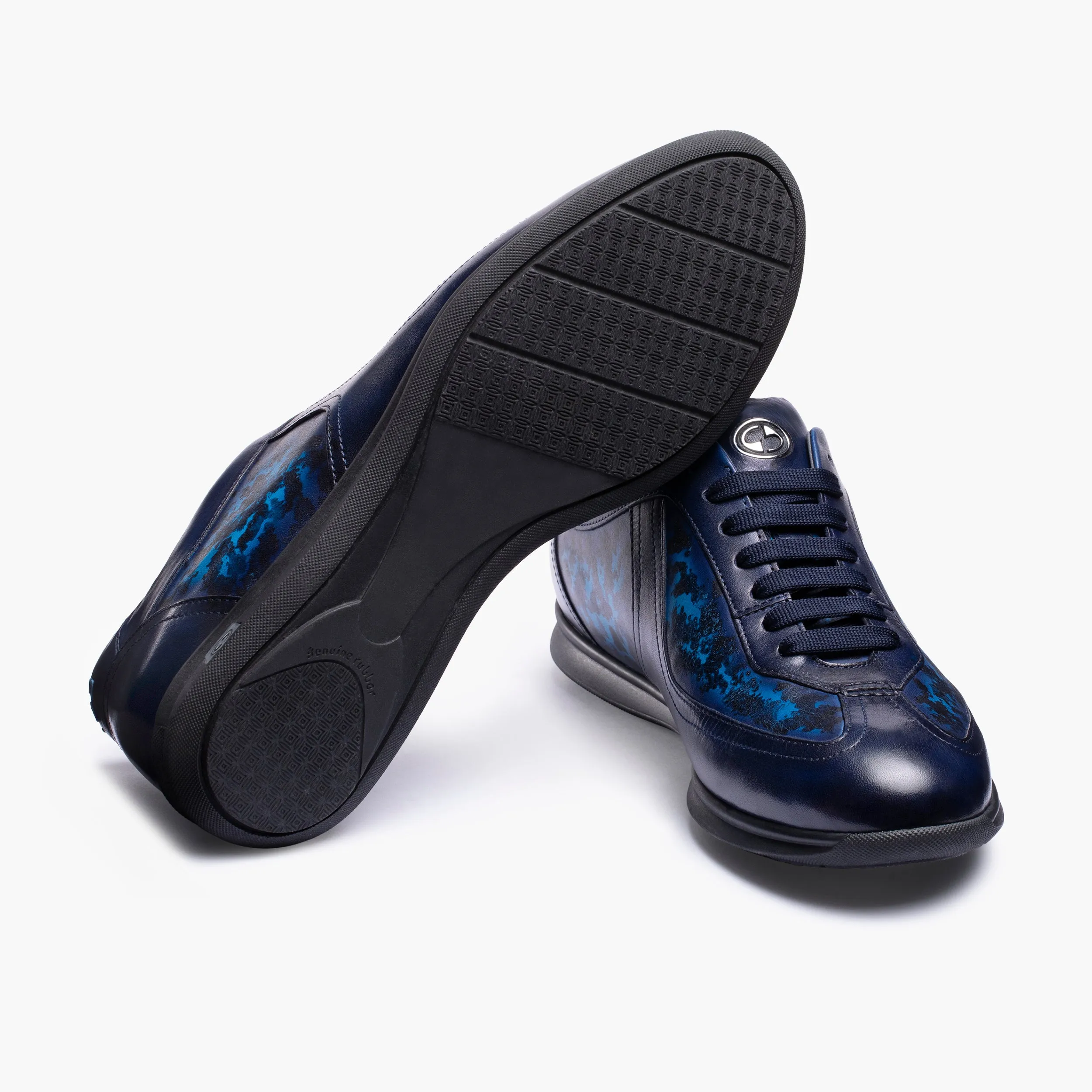 Shoes On Dresses Men's Pattern Blue Patina Leather Sneaker