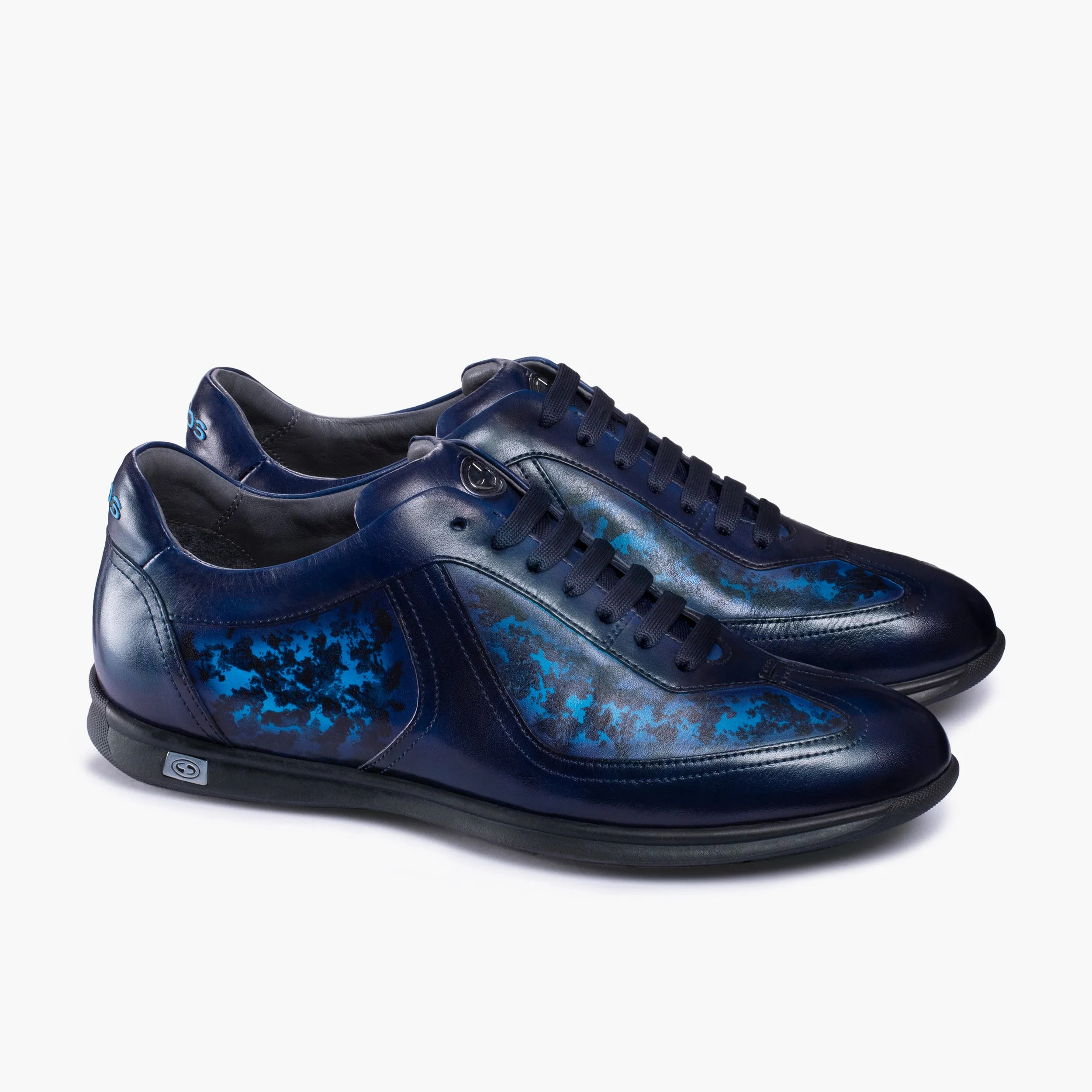 Chinos And Dress Shoes Men's Pattern Blue Patina Leather Sneaker