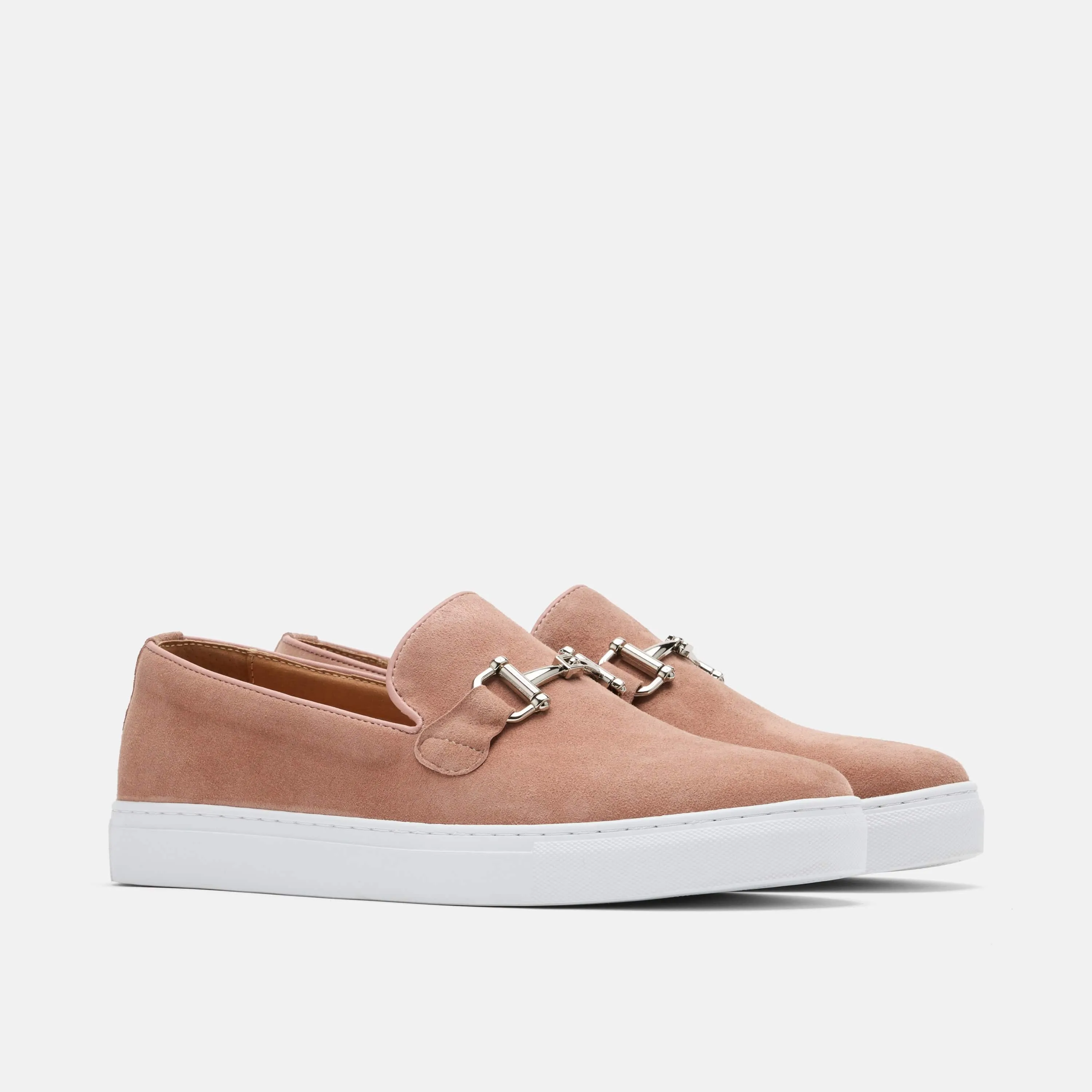 Boardwalk Salmon Suede Horse-Bit Sneakers Polo Suede Loafers