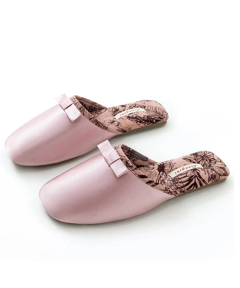 Cheapest Place To Buy Slippers Green Comfortable Satin Slippers Shoes Splicing Bow TE013