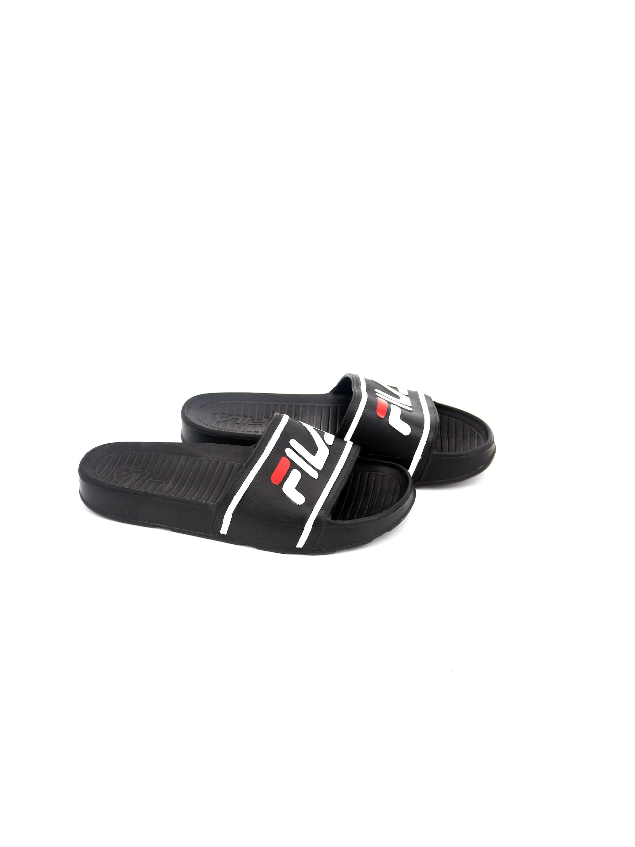 Men's Brand Logo Printed Slide,Black Casual Slip-on Round Toe Shoes