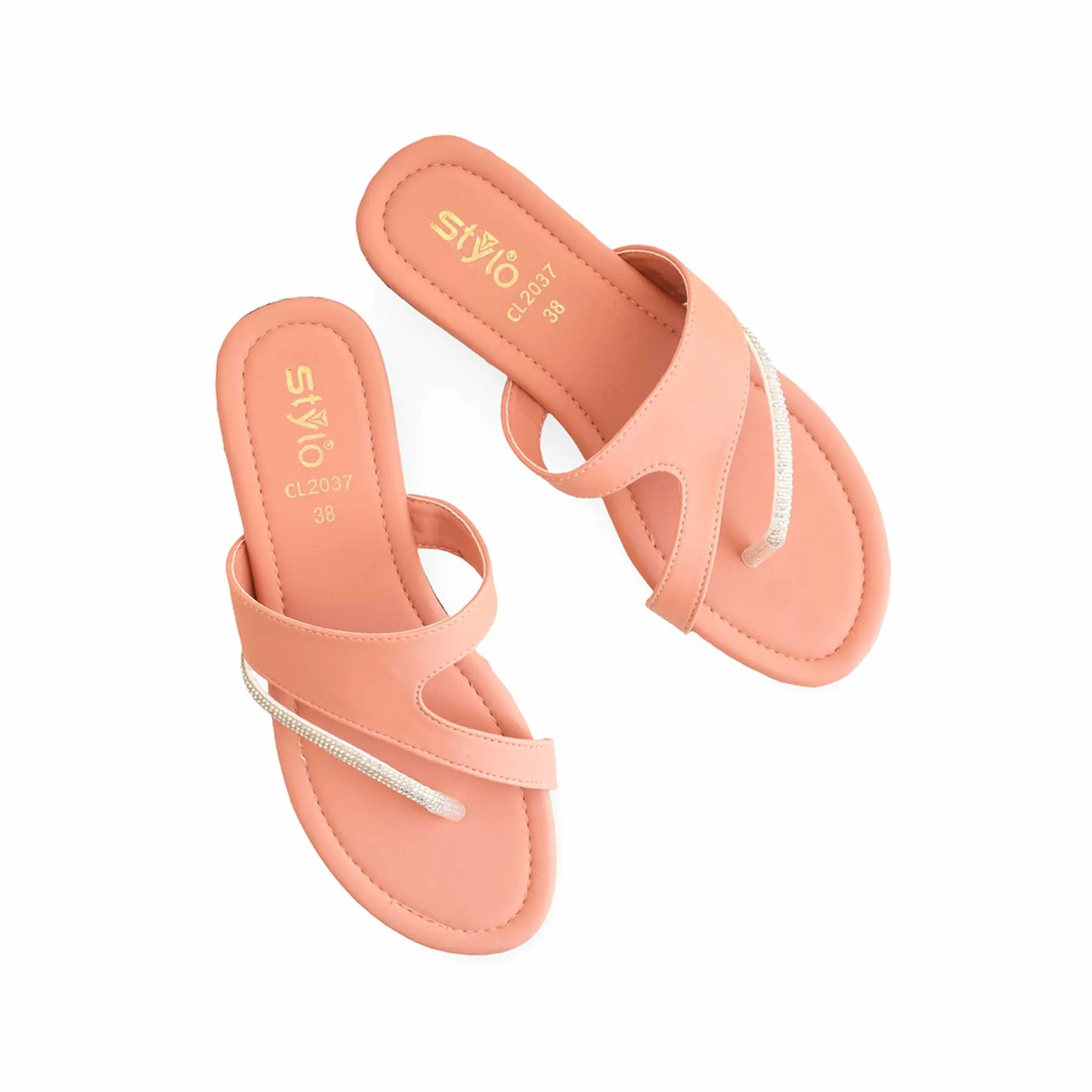 Flat Shoes Cow Leather Pink Casual Chappal For Women CL2037