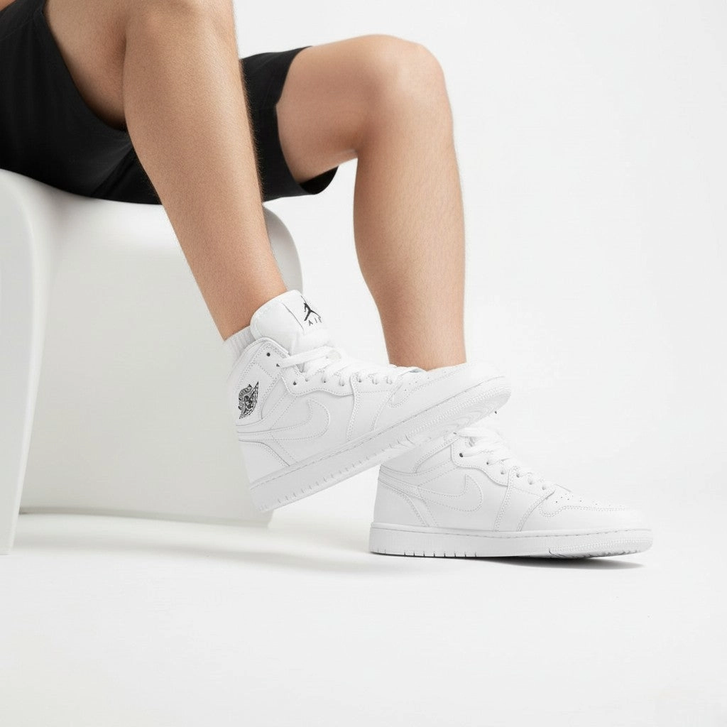 Ankle long  2108 Basketball Shoes All White