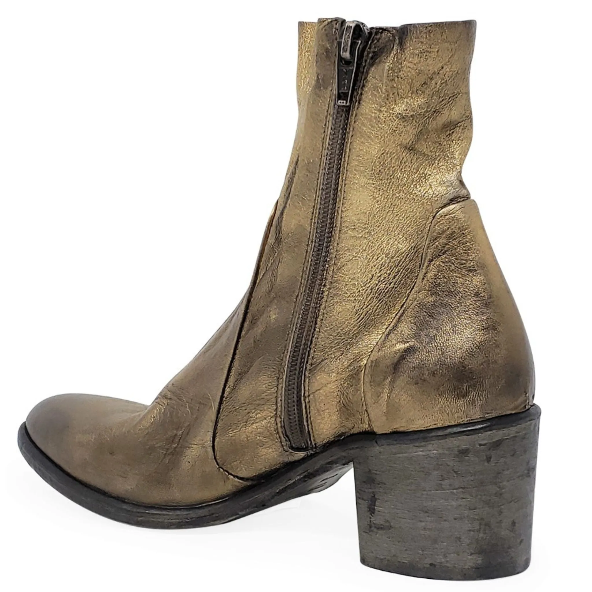 Antique Gold Leather Ankle Boot Modern Cowboy Boots
