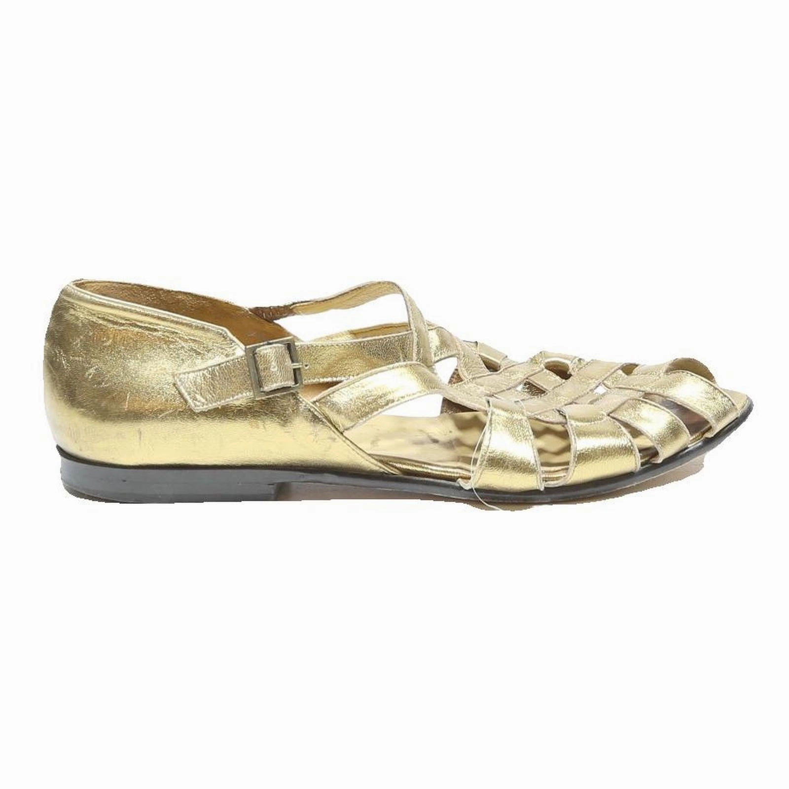 High Sandals BALLY Womens Gold Leather Strappy Sandals UK 5.5 Elegant Summer Footwear