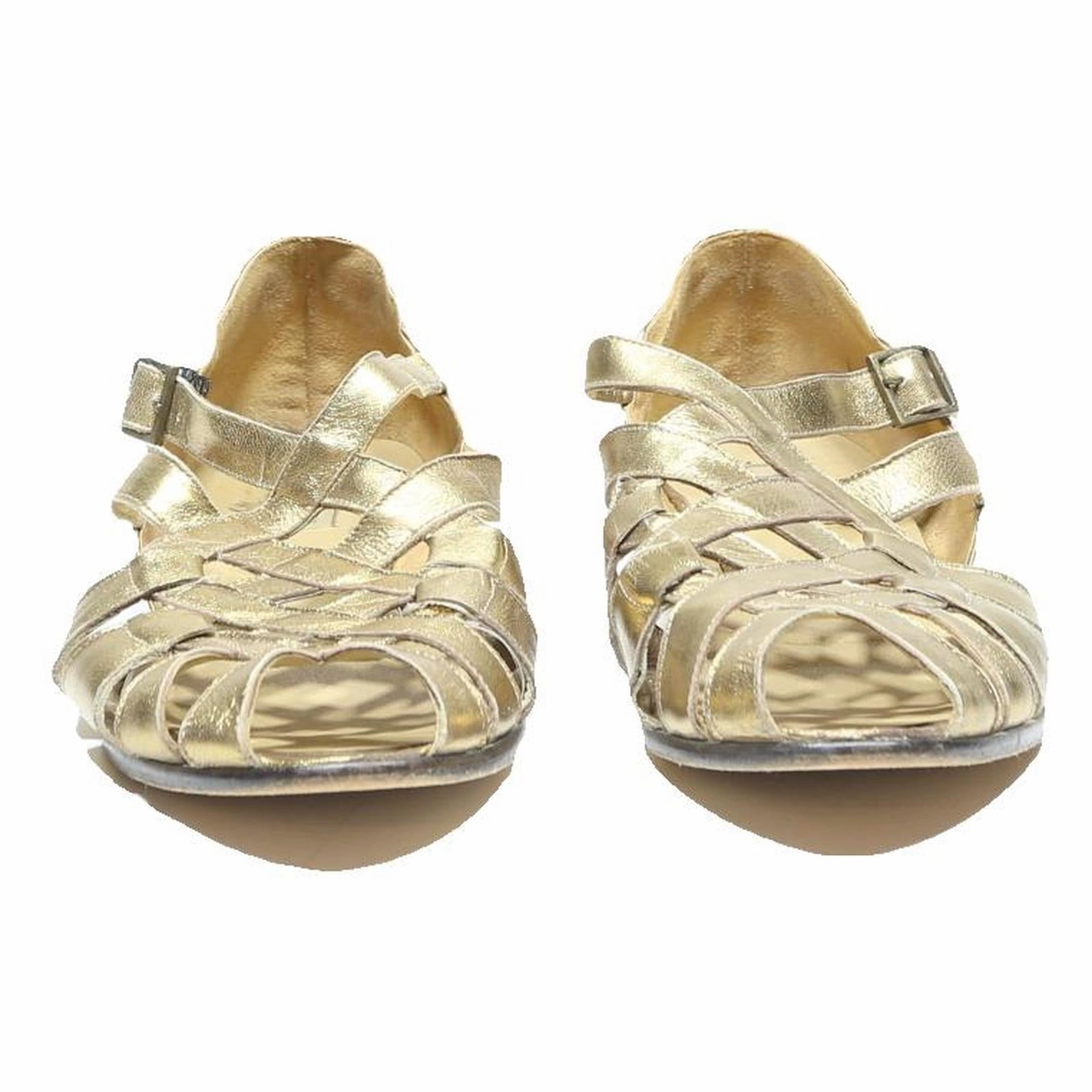Sandals Chinese BALLY Womens Gold Leather Strappy Sandals UK 5.5 Elegant Summer Footwear