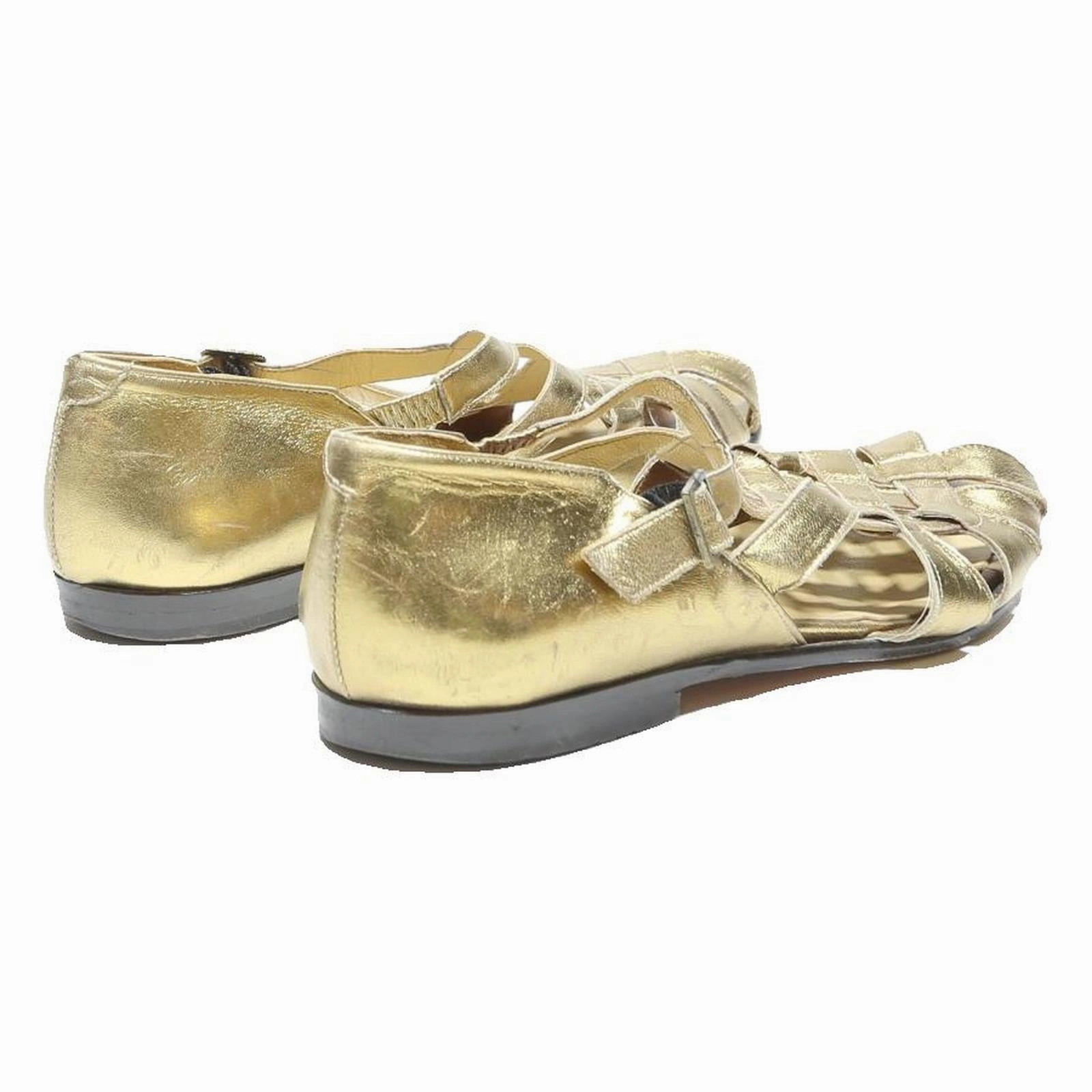 Tiva Sandals BALLY Womens Gold Leather Strappy Sandals UK 5.5 Elegant Summer Footwear