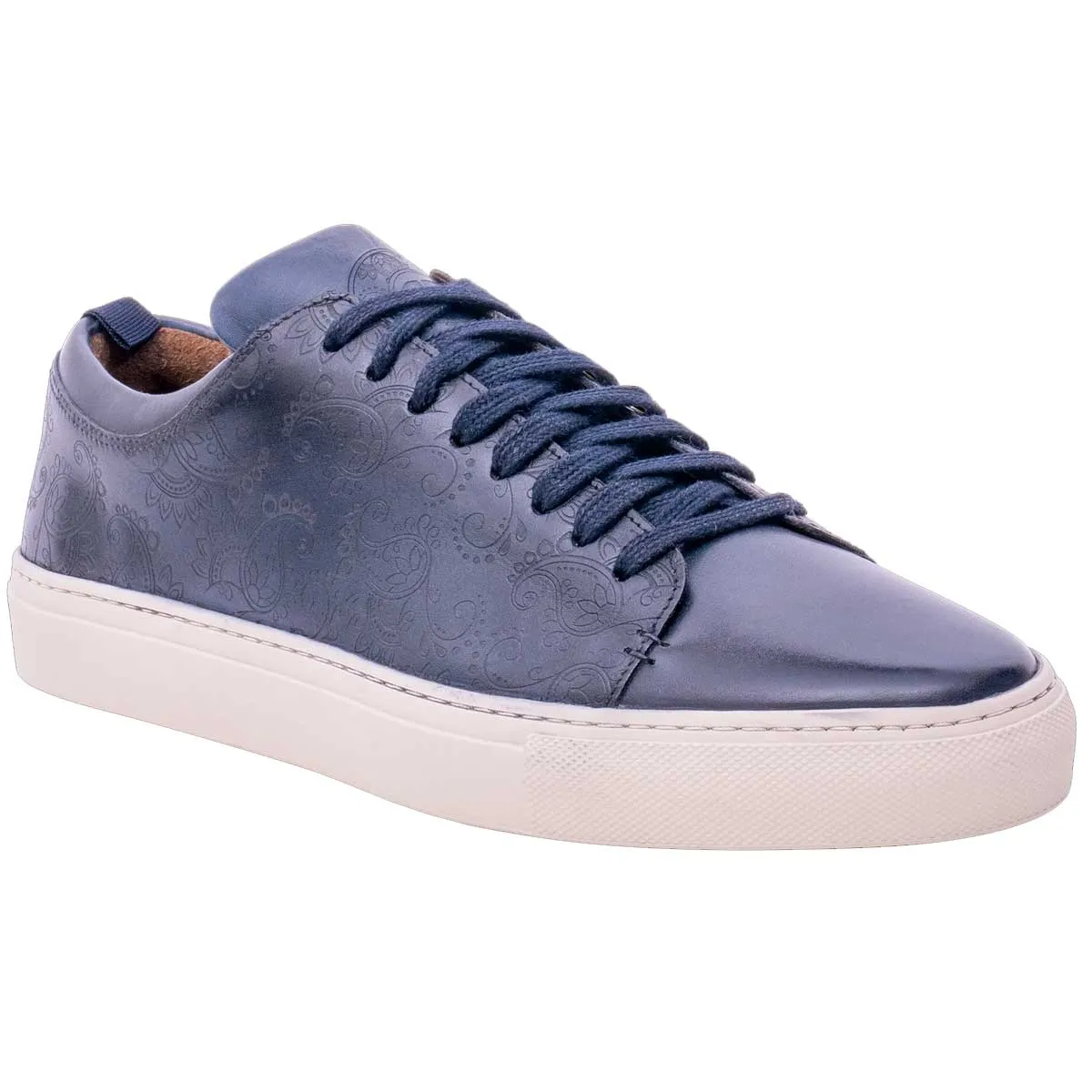 BARKER Paisley Sneakers - Mens - Navy Hand Painted Casual Shoes To Wear With Pants