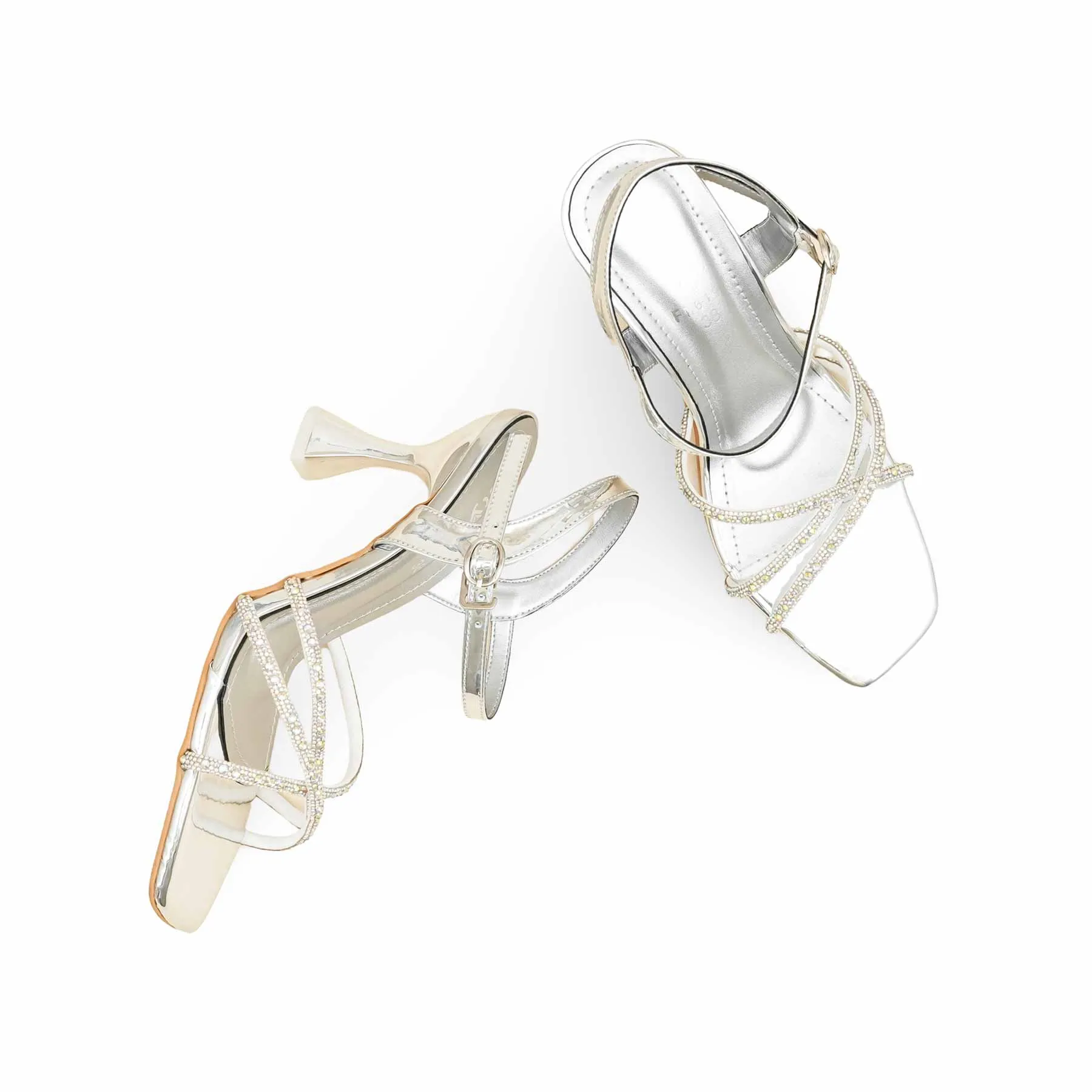 Silver Fancy Sandal For Women FN6197