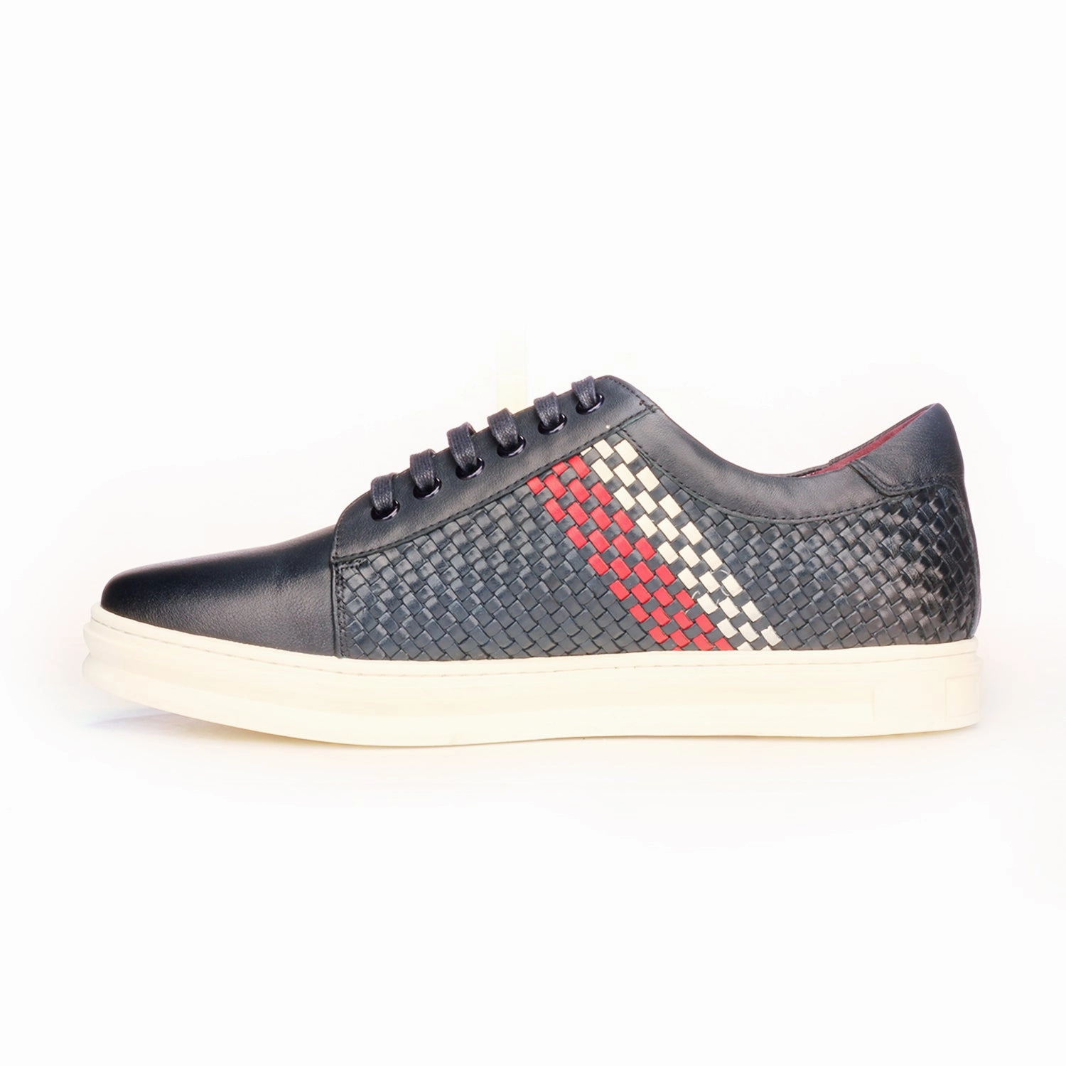 Predictions Shoes Flats Striped And Checkered Sneakers For Men - Navy