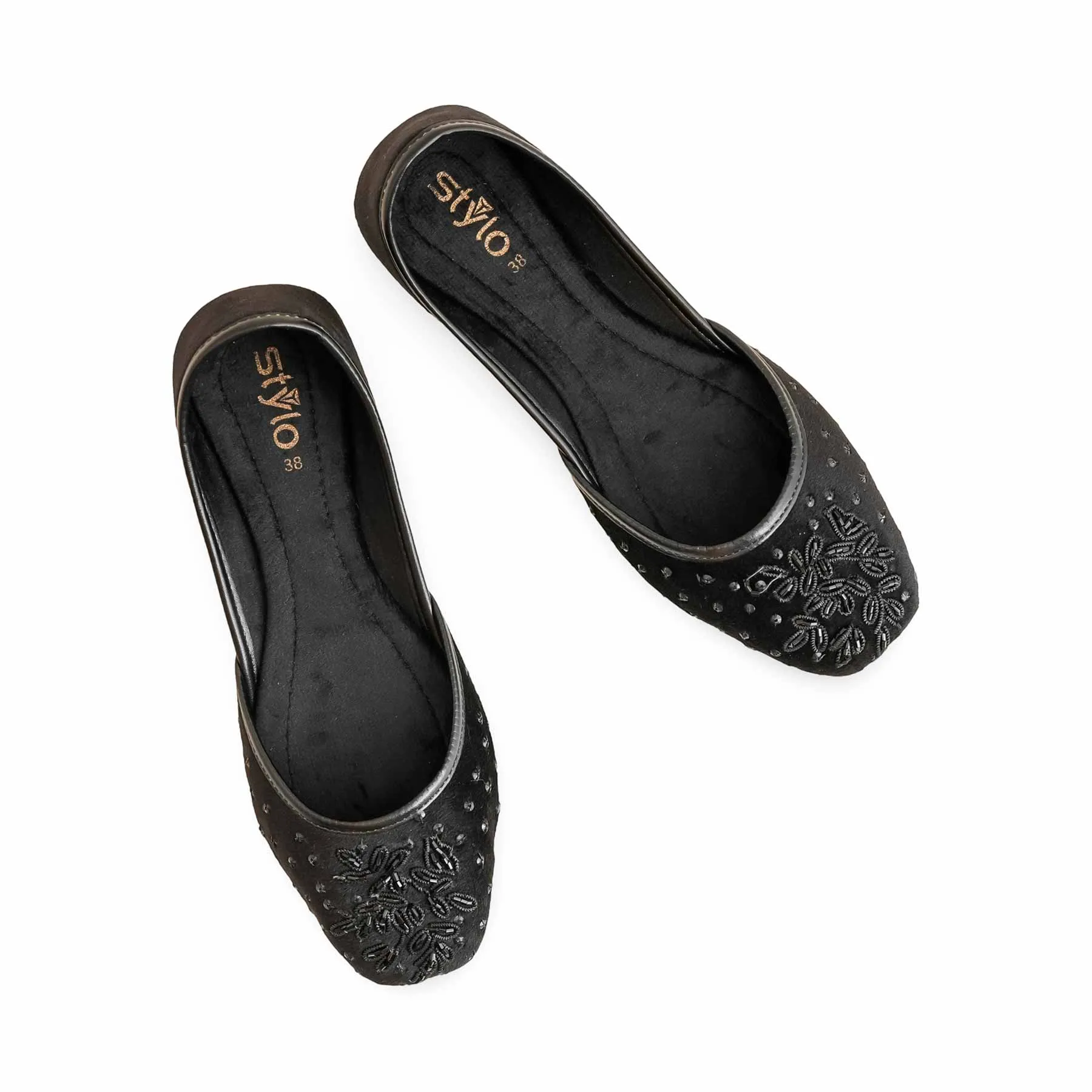 Black Fancy Khusa For Women EC8549 Effects Of Wearing Flat Shoes