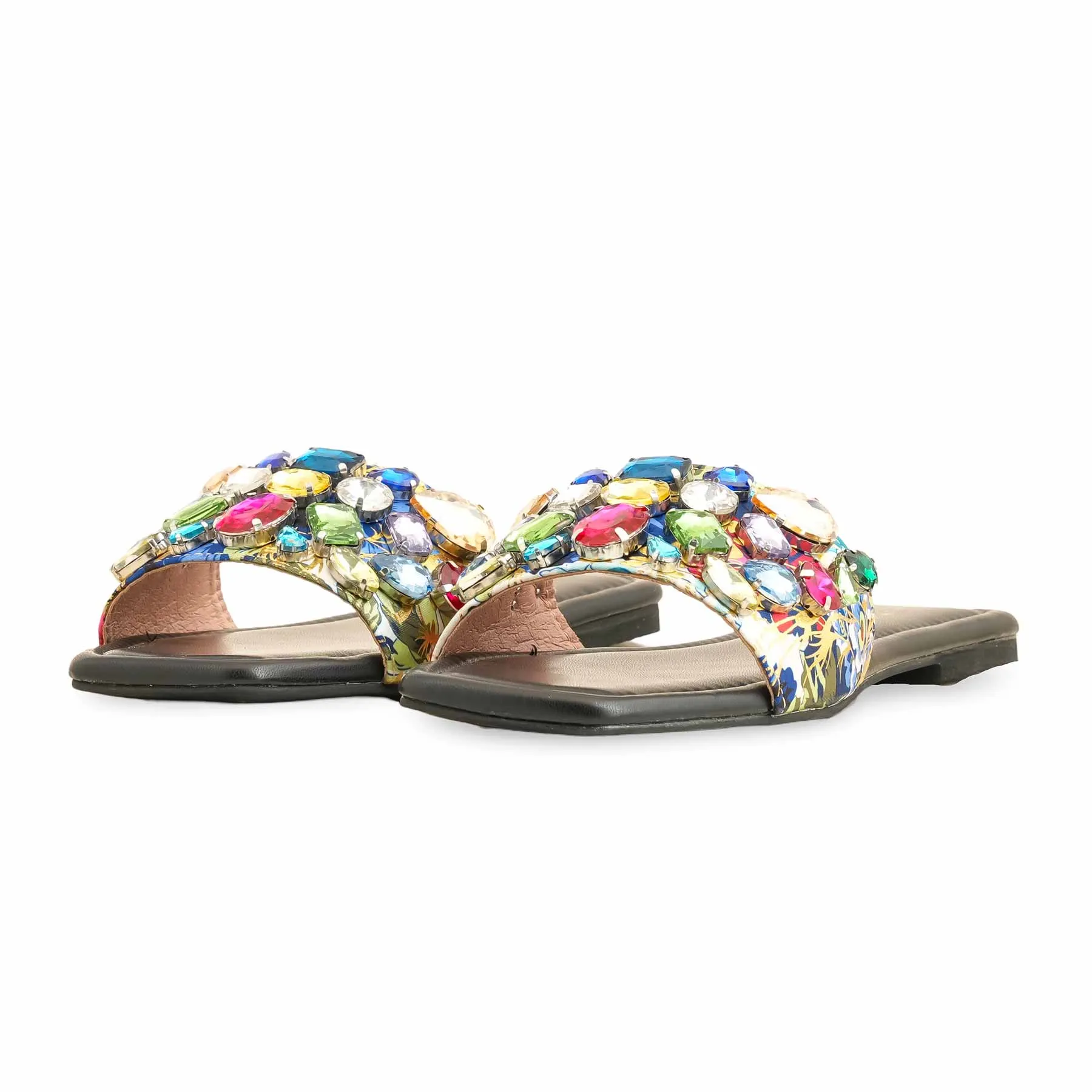 Black Fancy Women Slipper FN7939 Flat Shoes With A Bow