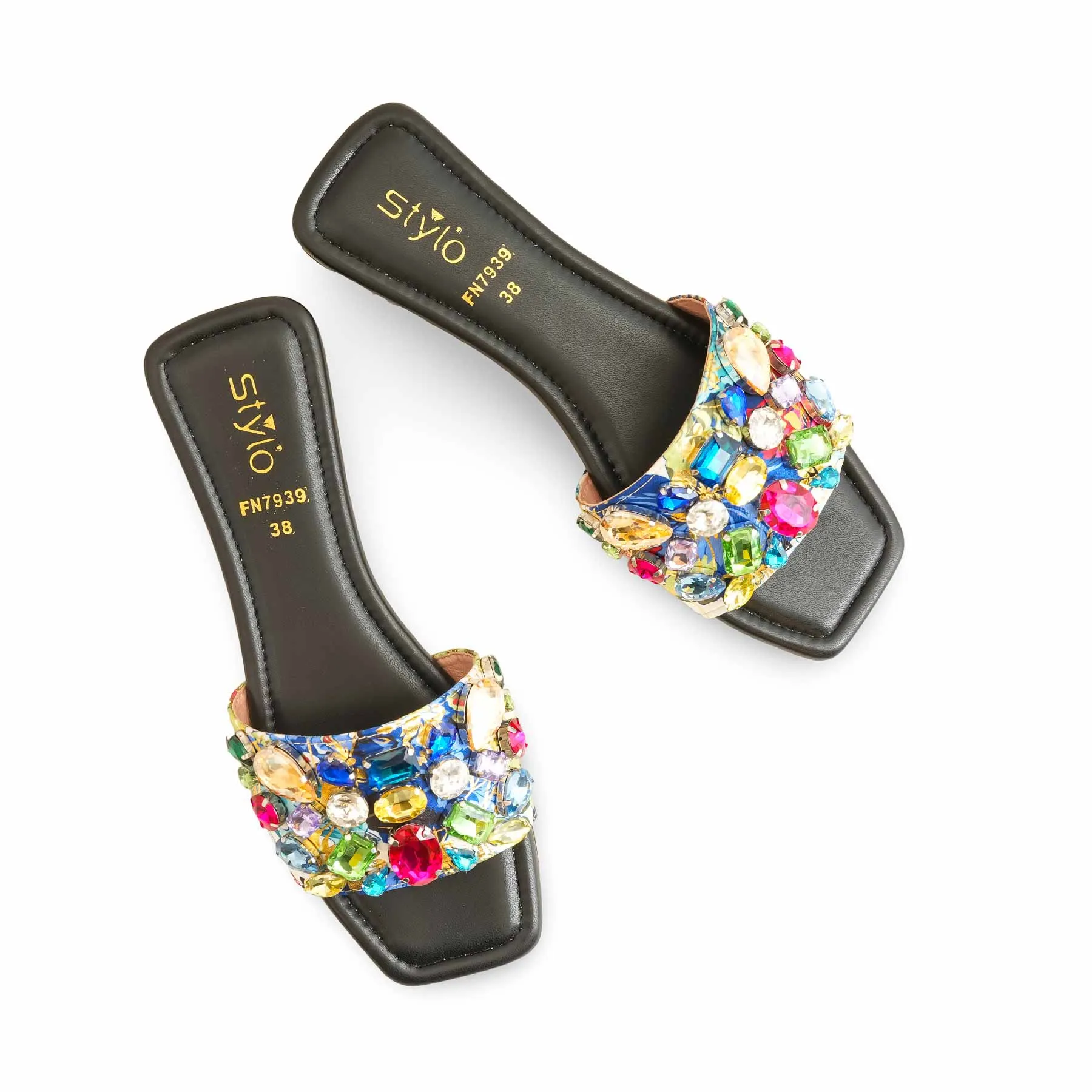 High Heel To Flat Shoe Black Fancy Women Slipper FN7939