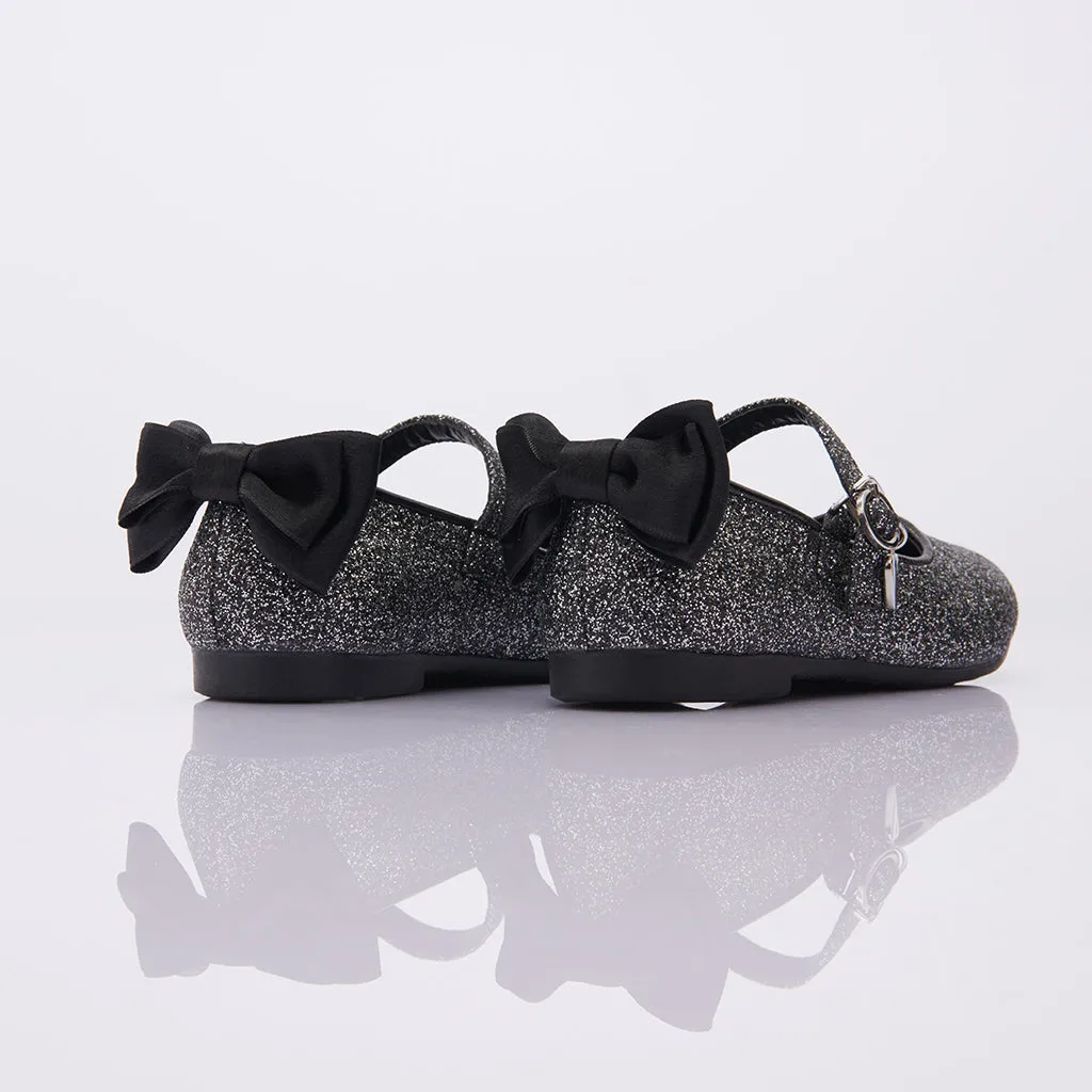 Black Glitter Bow Flats Best Office Casual Shoes